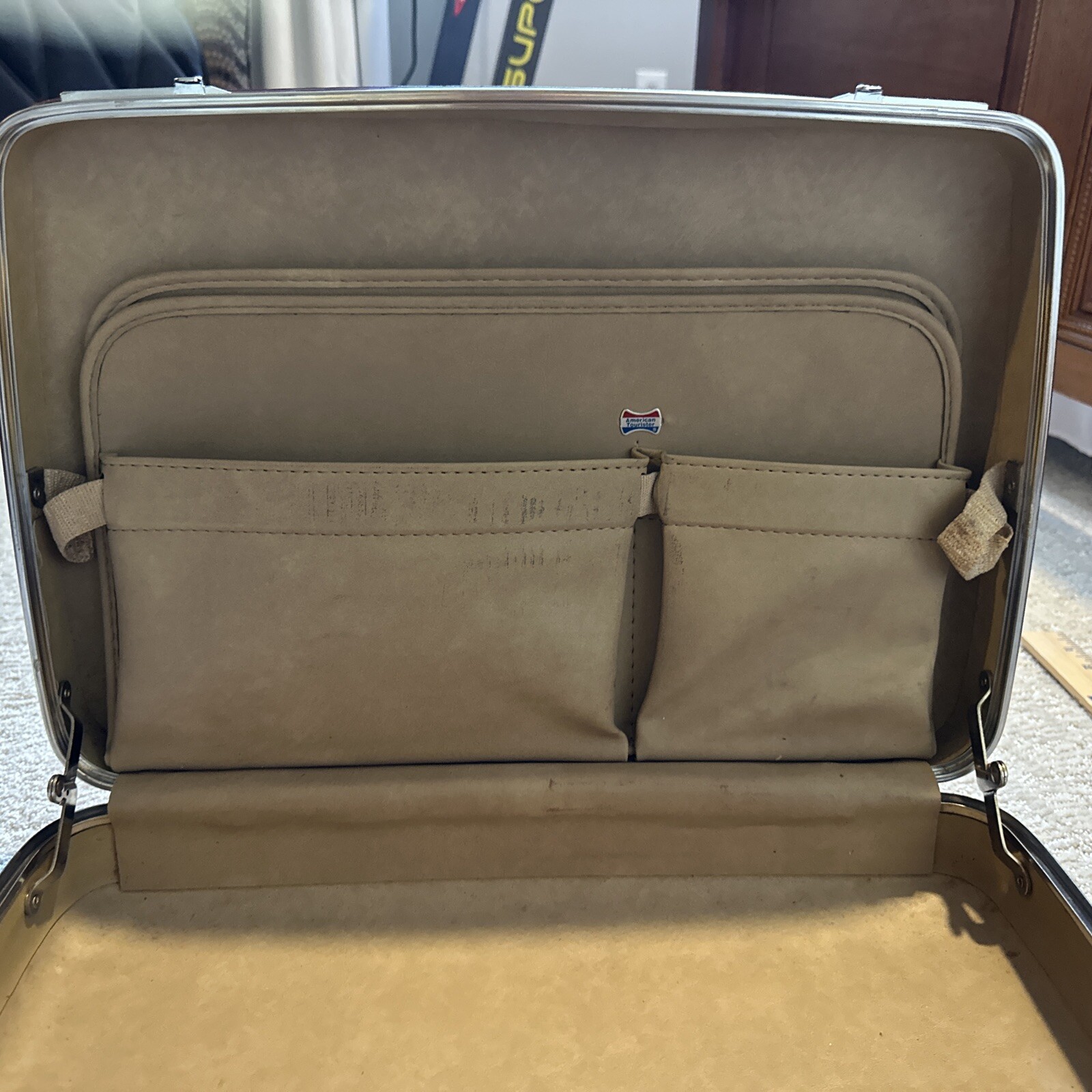 Vintage American Tourister Maroon Patent Leather Hard Shell Briefcase Maroon