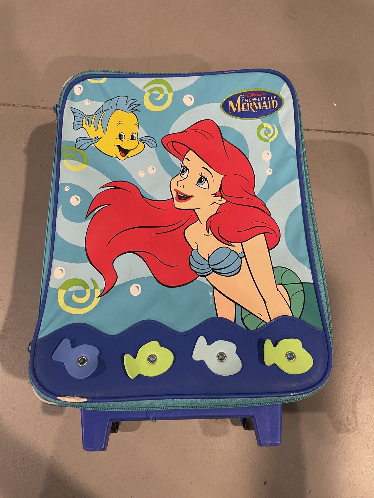 Rare Vintage 90’s Pyramid Disney The Little Mermaid 16” Rolling Luggage Suitcase
