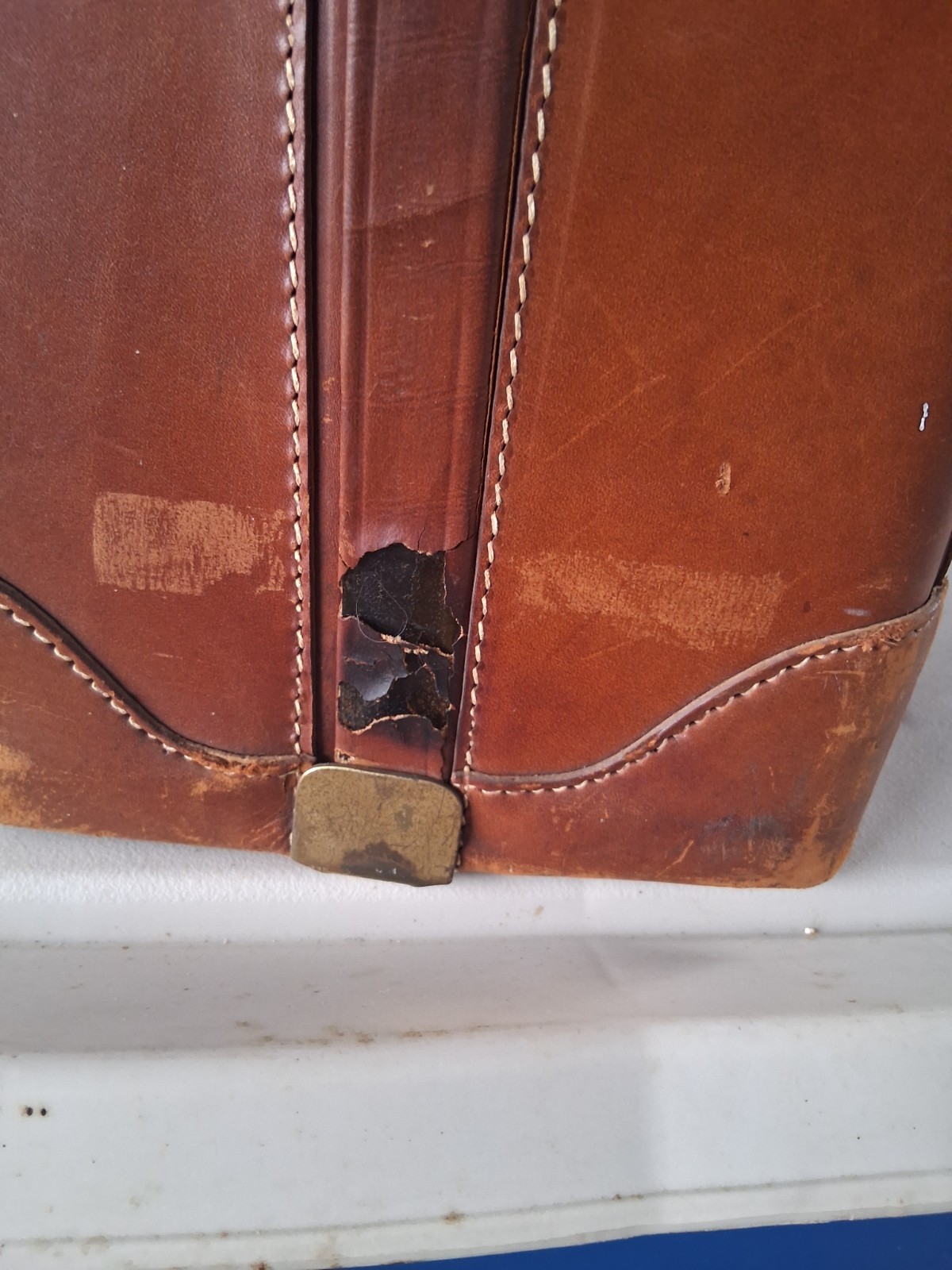Vintage Platt Gaurdsman Full Cowhide Leather Suitcase 1940’s MCM