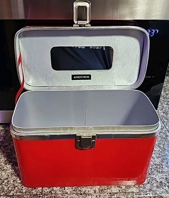 NORSTROM Vintage Red Travel Overnight Case Cosmetic Train