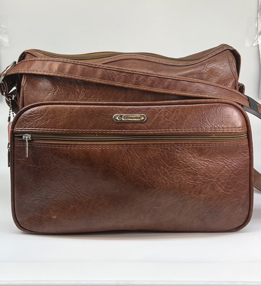 Vintage Samsonite Silhouette Brown Crossbody Messenger Bag Carry On MCM Retro