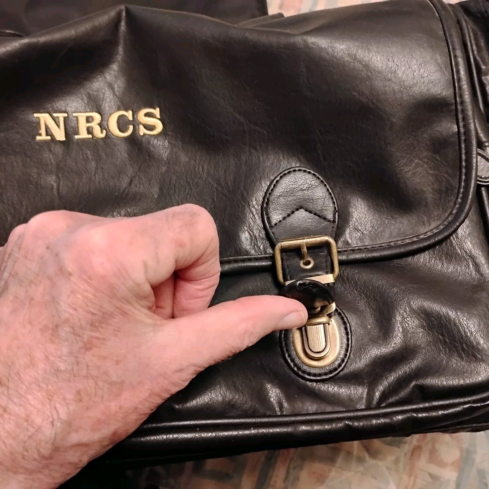 NRCS Embroidered Black Leather Soft Luggage Style #8106 ASI 70649 24″X 13″X12″