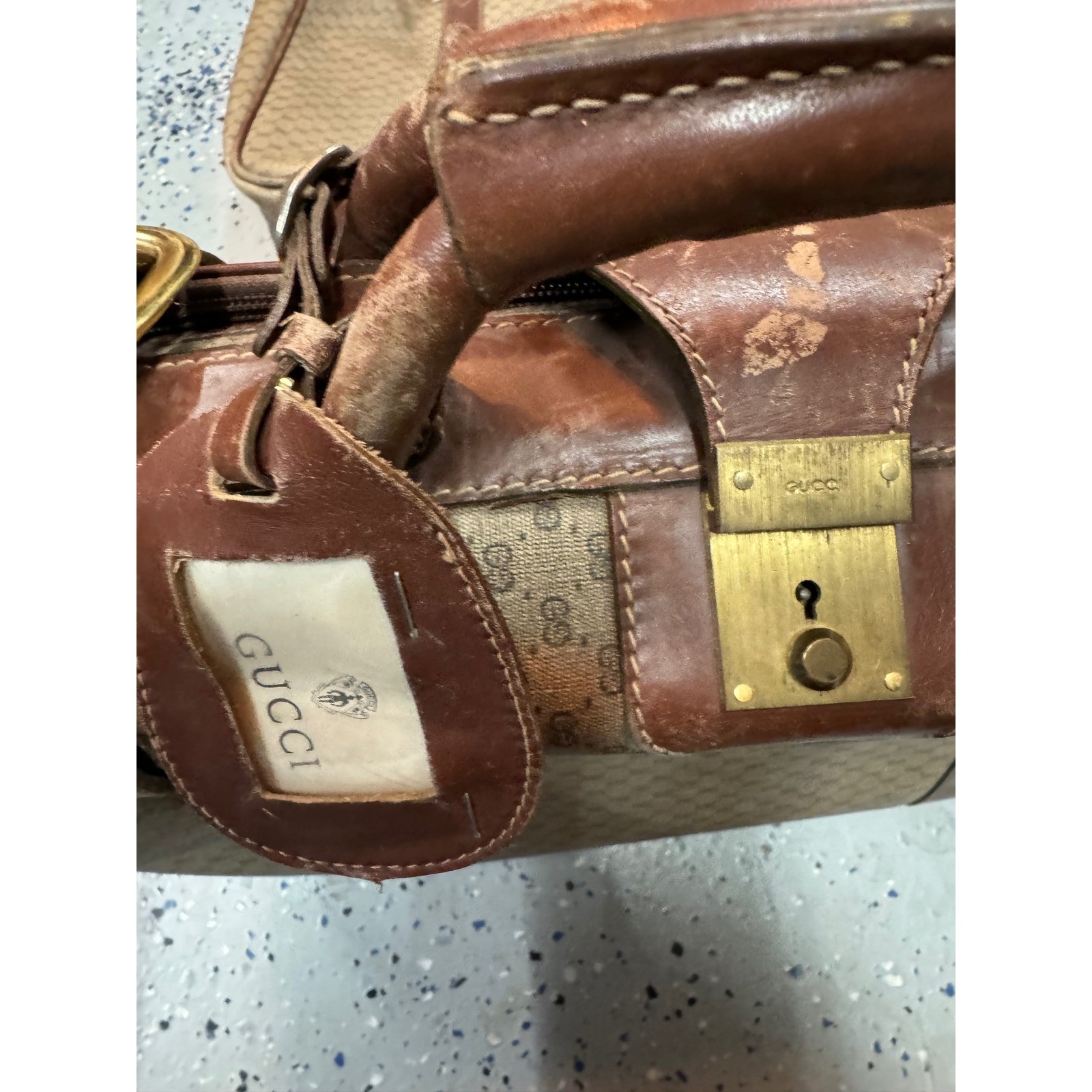 Gucci 1970’s Monogram Canvas Leather Trim Travel Luggage Set Vintage Authentic