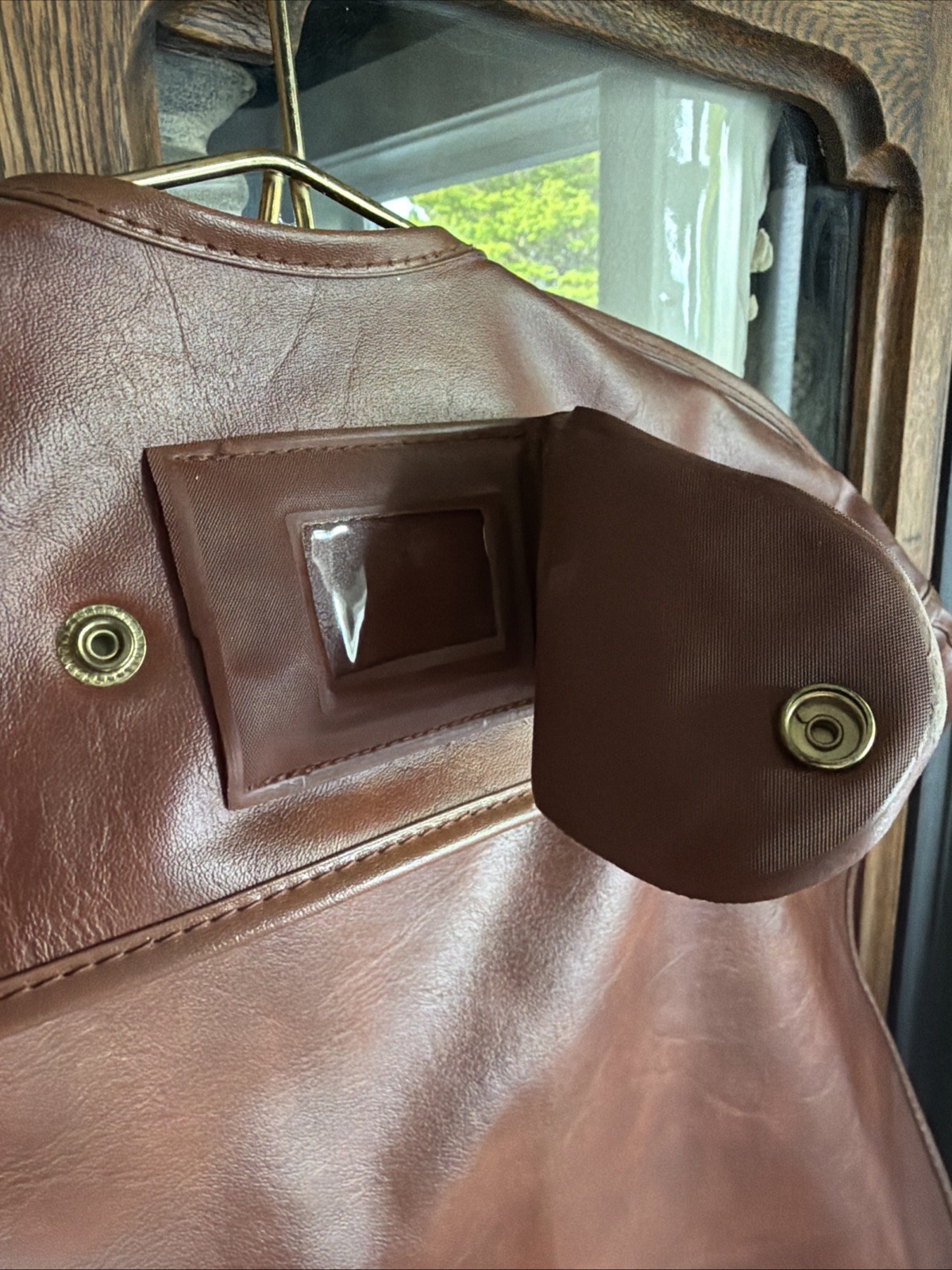 Vintage Sears Brown Faux Leather Garment Bag With Zipper And Buttons