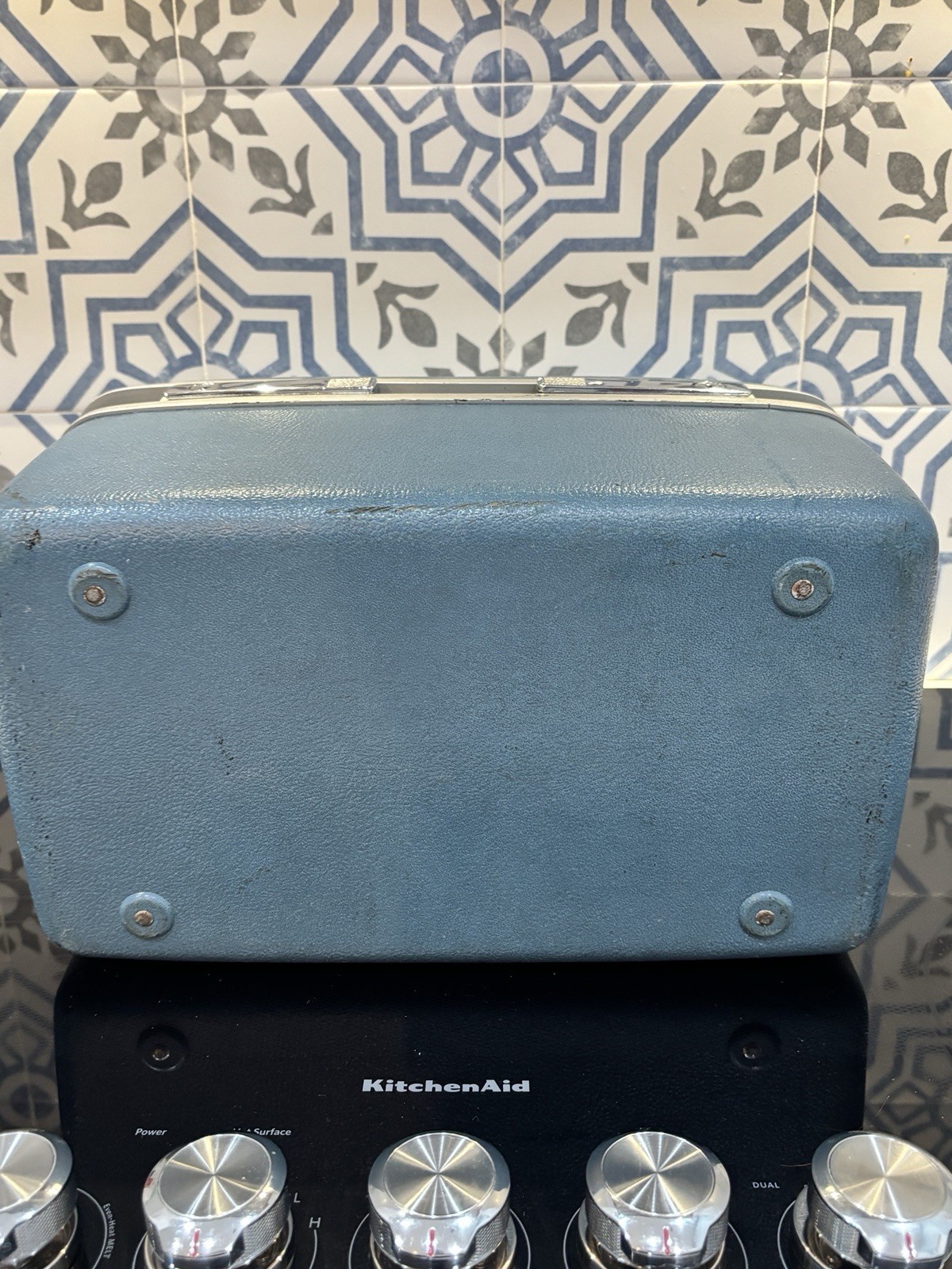 Samsonite Royal Traveler Medalist Blue Make Up Train Case w/ Tray Mirror & Key