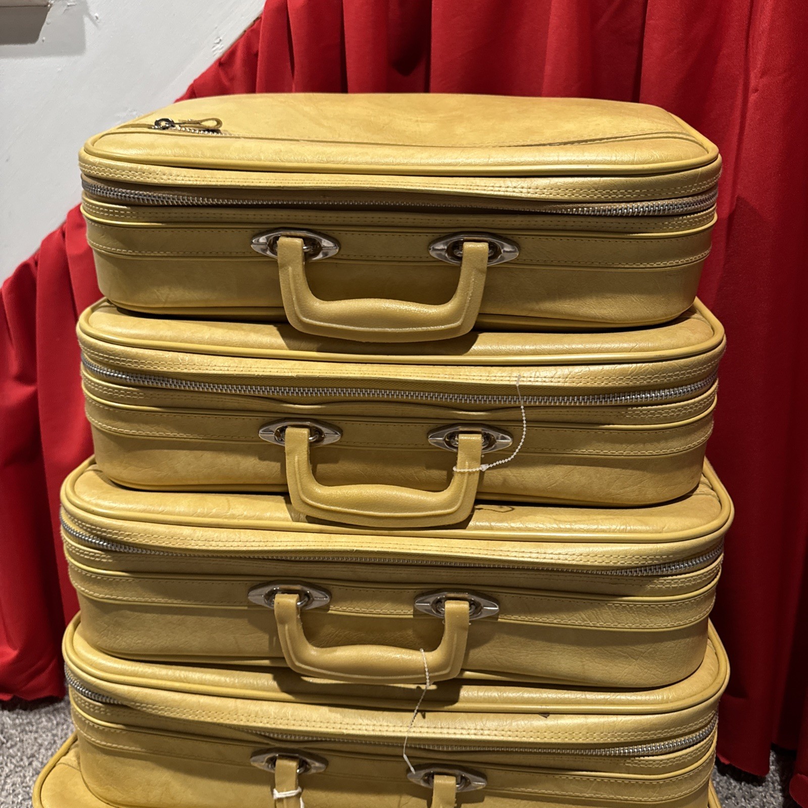 vintage suitcase luggage Set Yellow 5 Pc Set