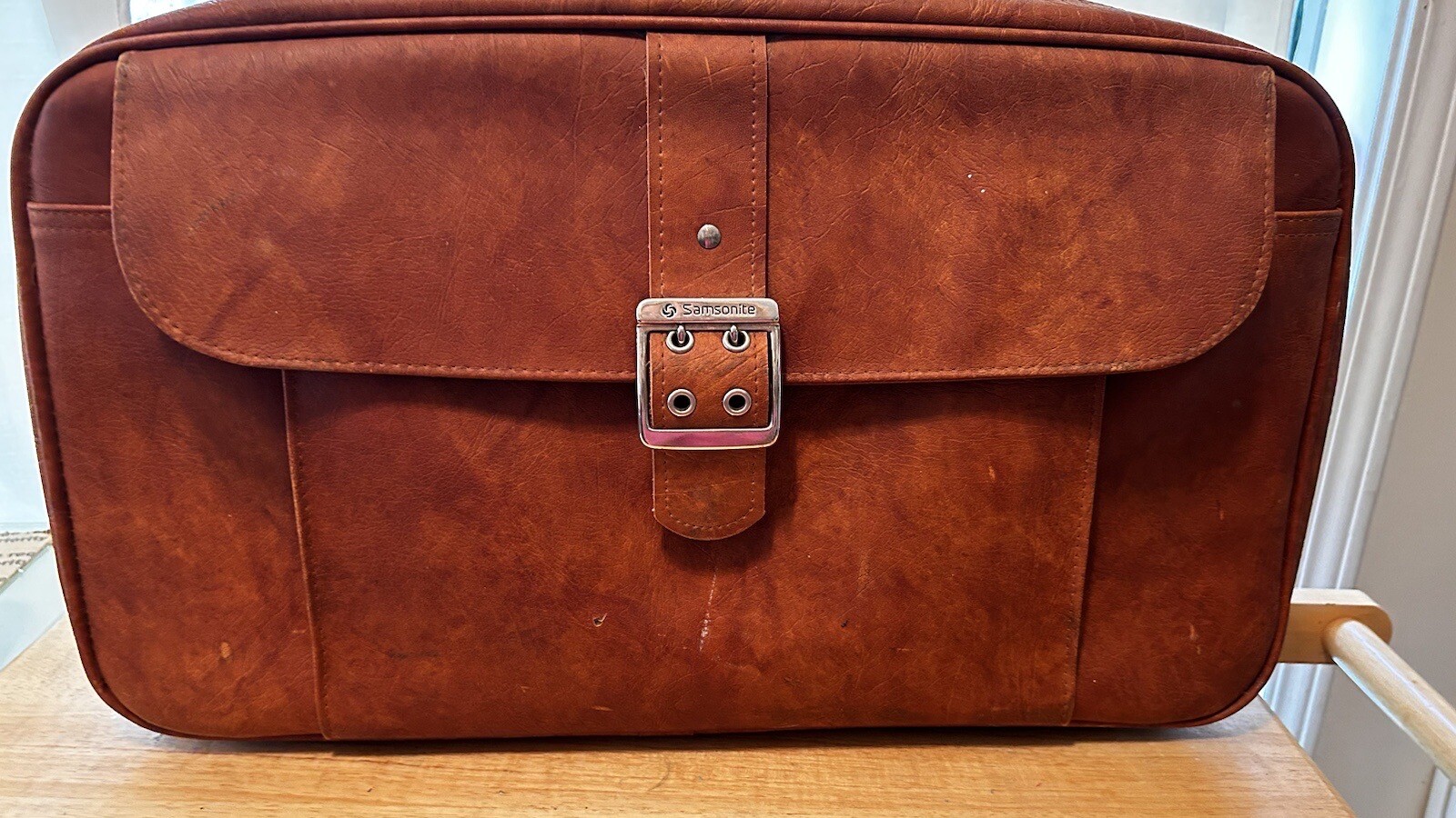 Vintage Leather Samsonite Sonora Medium Luggage BROWN Suitcase 24x15x9
