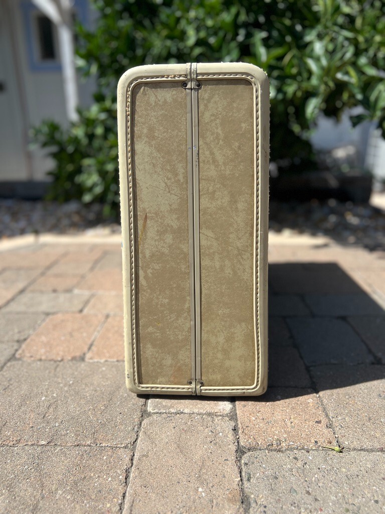 Cream Marbled Samsonite Streamlite Suitcase – Cool Vintage Piece! Monogrammed!