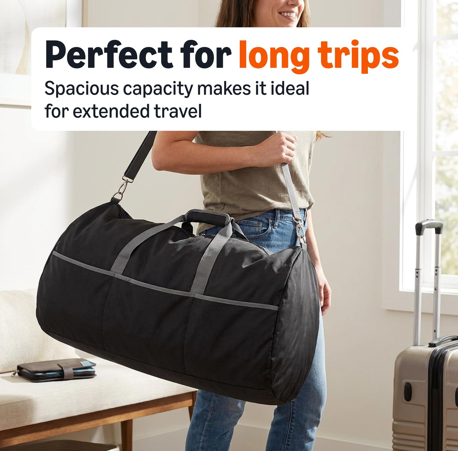 Retailer Essentials Extra Large Foldable Nylon Duffel Bag For Travel/Storage