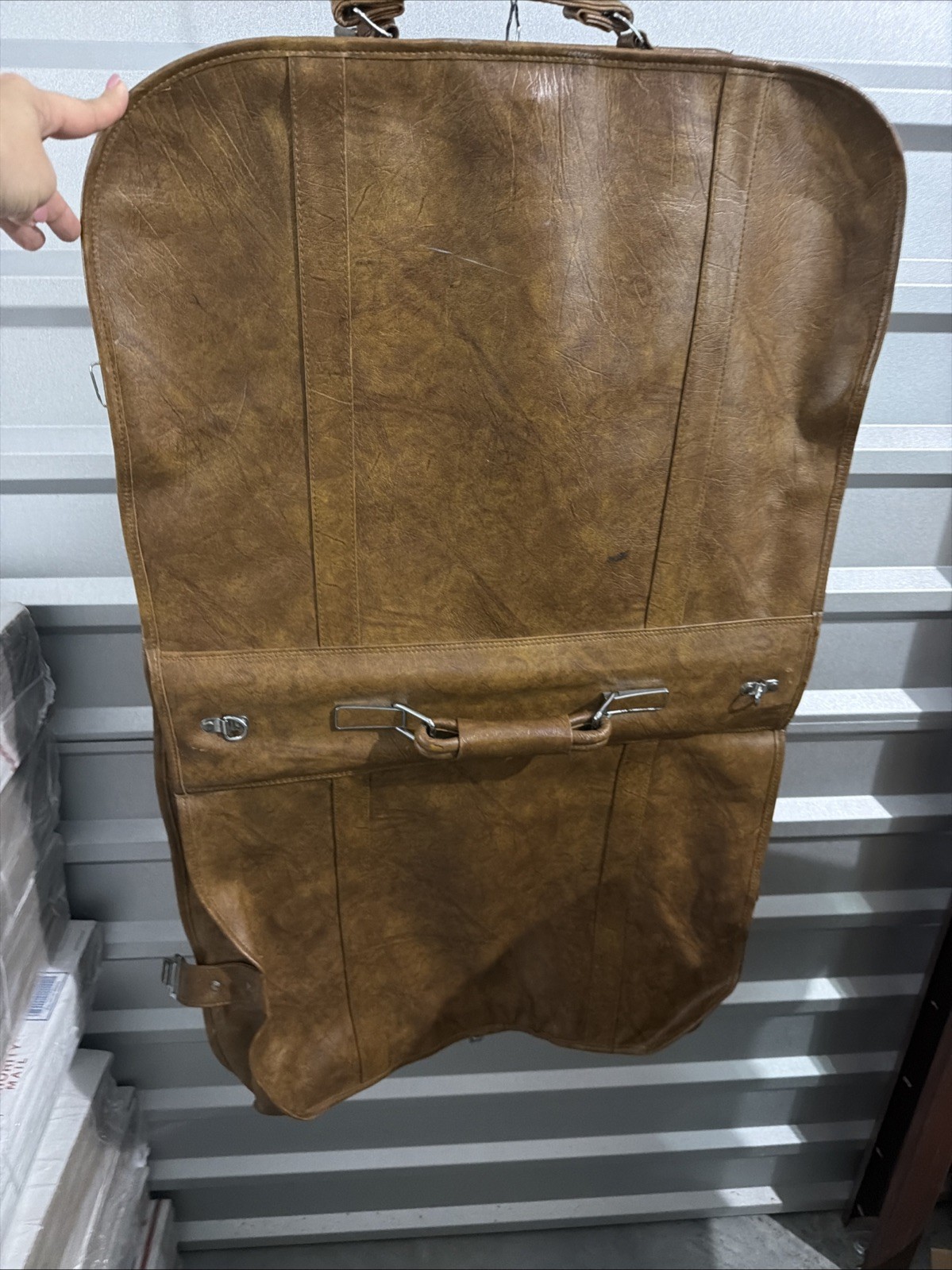 Vintage American Tourister Escort Garment Bag Faux Leather Brown Suit Carrier *