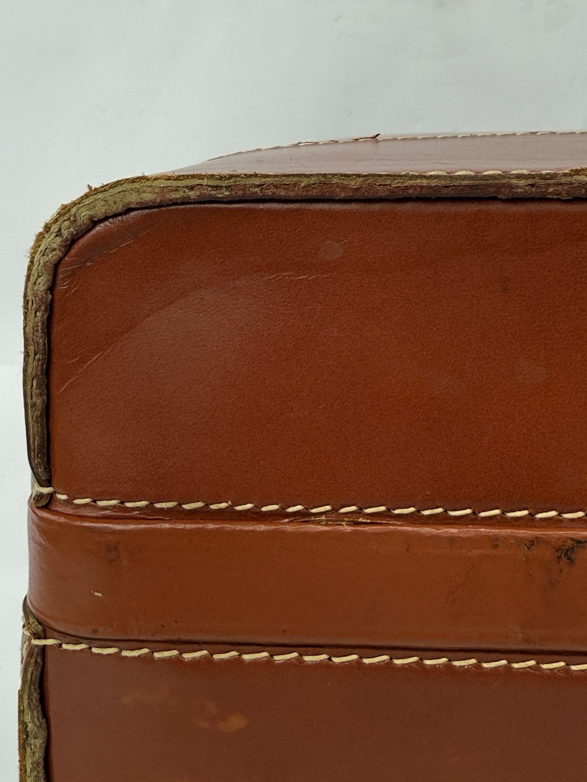 Vintage Luggage Genuine Top Grain Cowhide Brown Leather 21x14x7 Suitcase Travel
