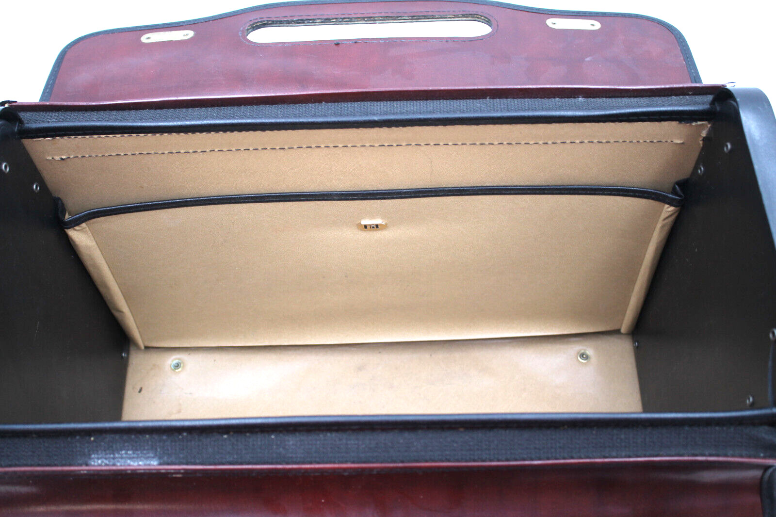 8x12x18″ Brandy Wine Red Leather Audit Attorney Bag Attache Satchel Comb Lock+++