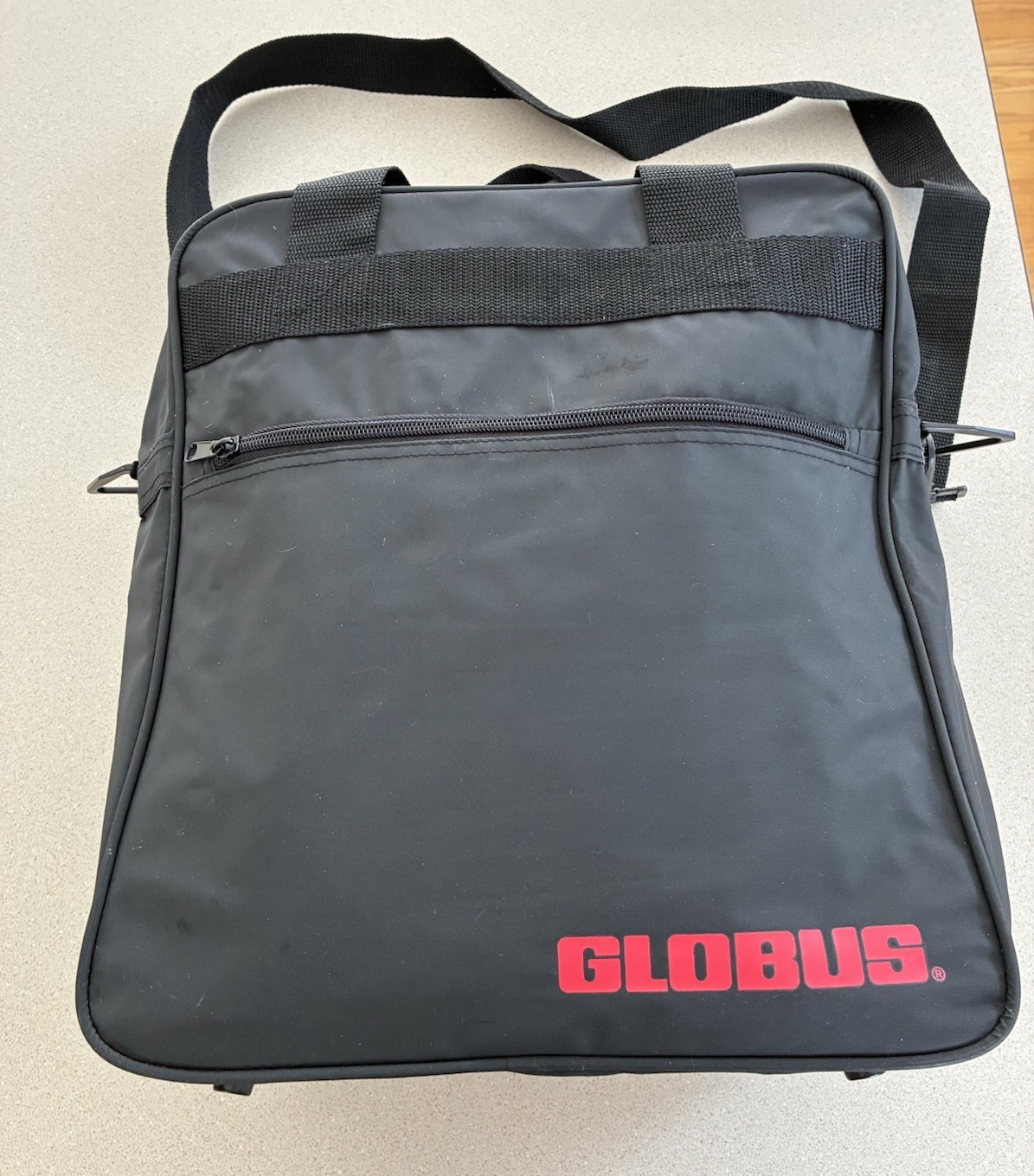 Vintage Globus Tote Travel Carry On Shoulder Strap With Handles Bag Black