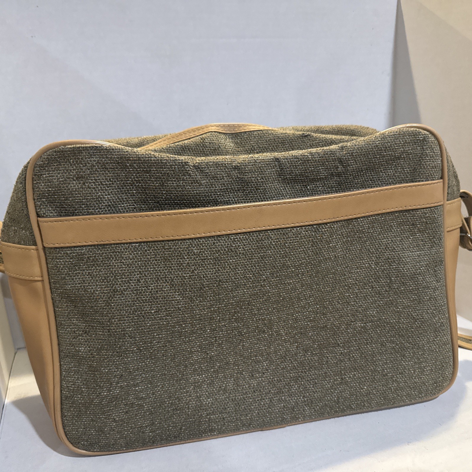 Vintage Sergio Valente Leather Tweed Duffel Bag (SEE PHOTOS)