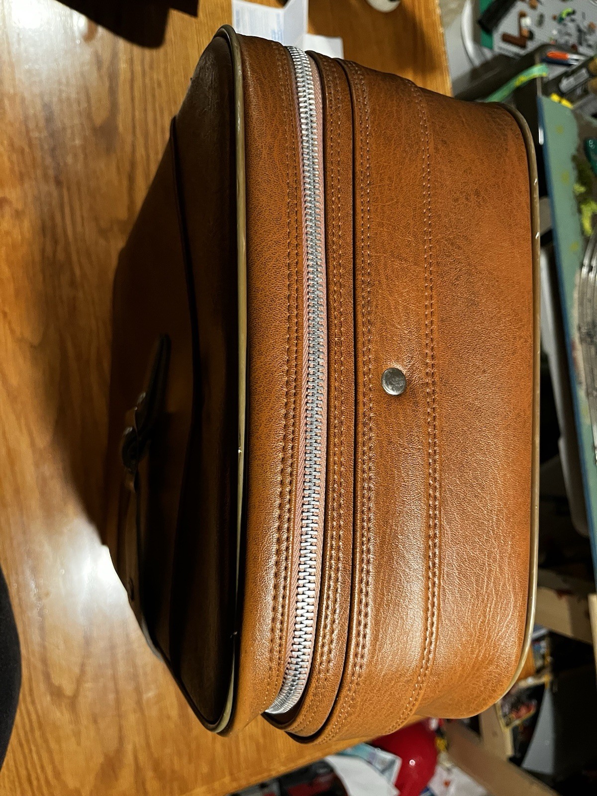 Vintage Meridian Suitcase Brown Textured With Buckle and Handle In Great Shape