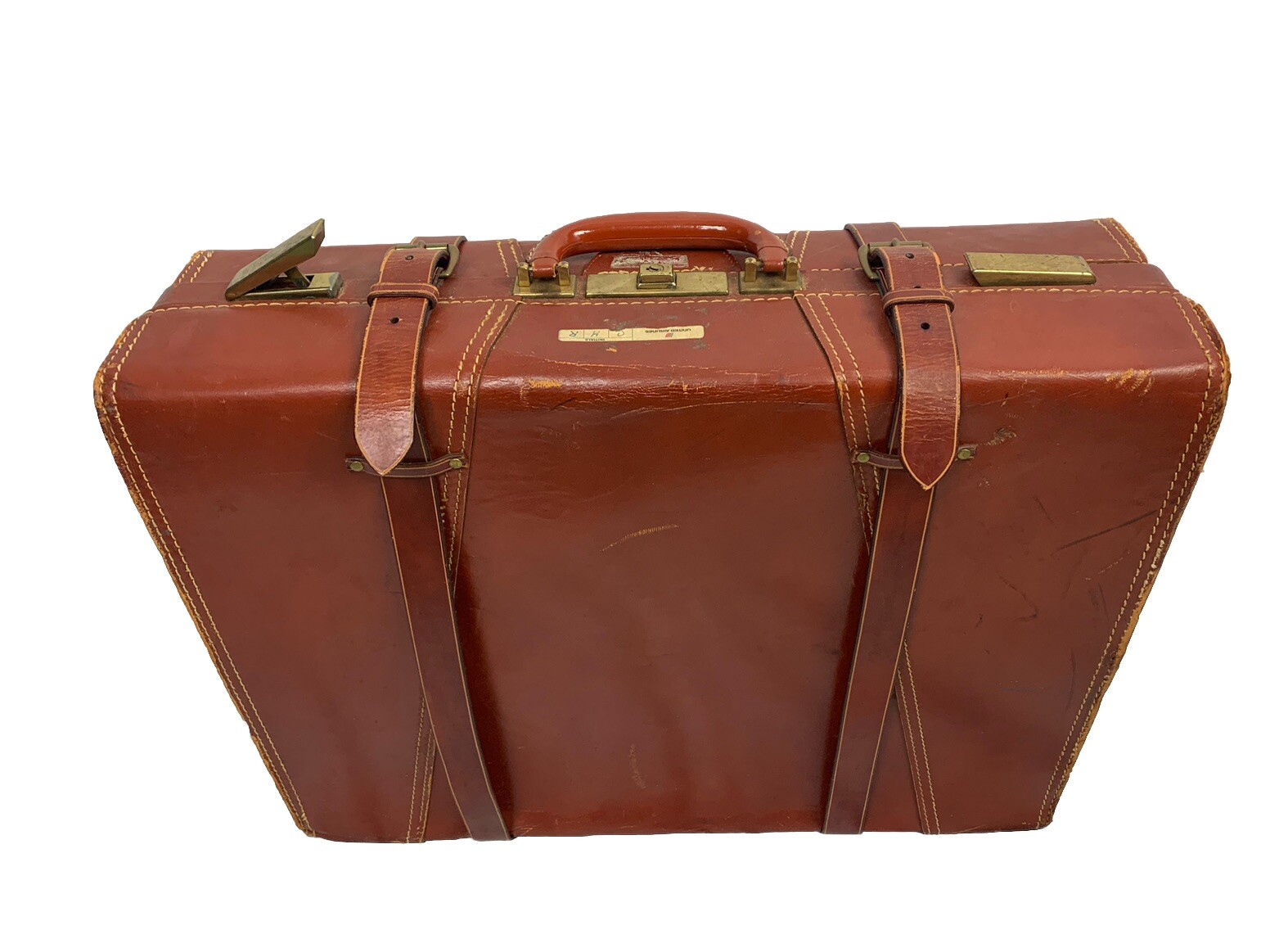VTG DECOR Luggage Aniline Leather Double Straps- Leather Handle-brass Trim