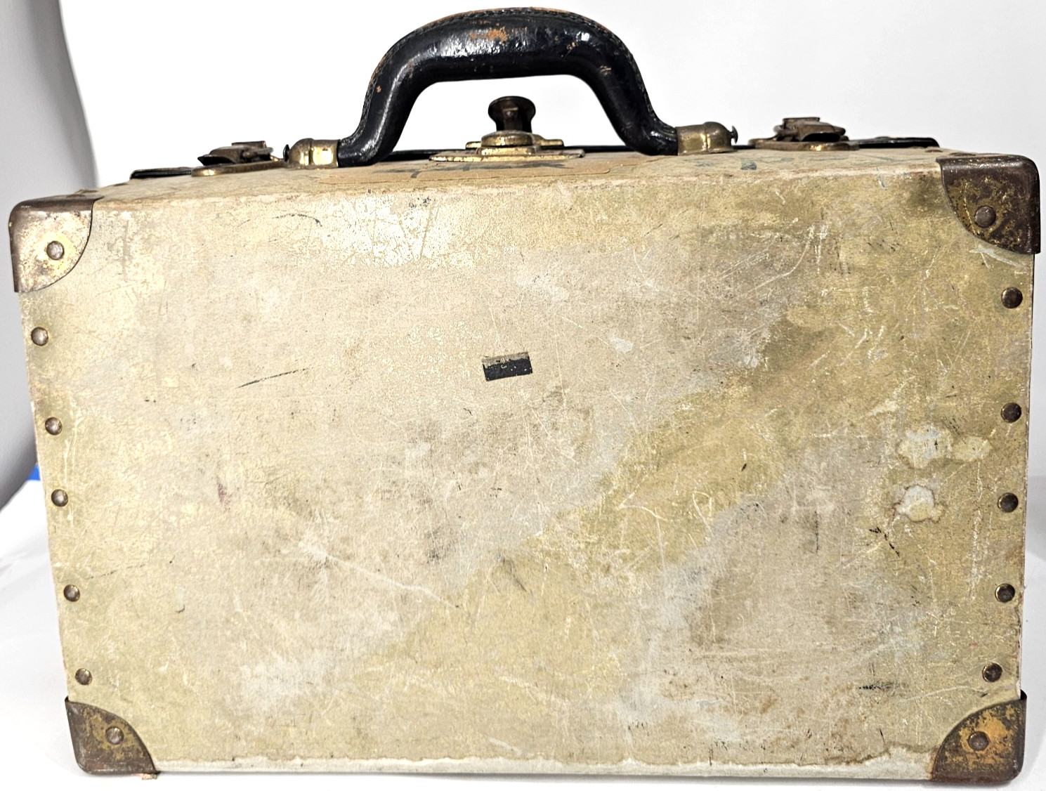 1931 Antique Liebermann Trunk Leather Goods Lansing MI steamer luggage doll case