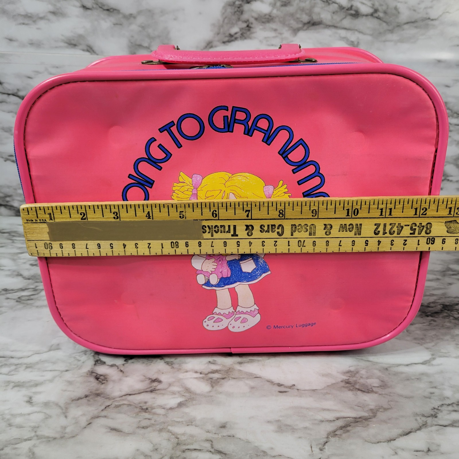 Vintage “GOING TO GRANDMA’S” 1980’s CHILD’S VINYL SUITCASE – BEAUTIFUL COLOR’S
