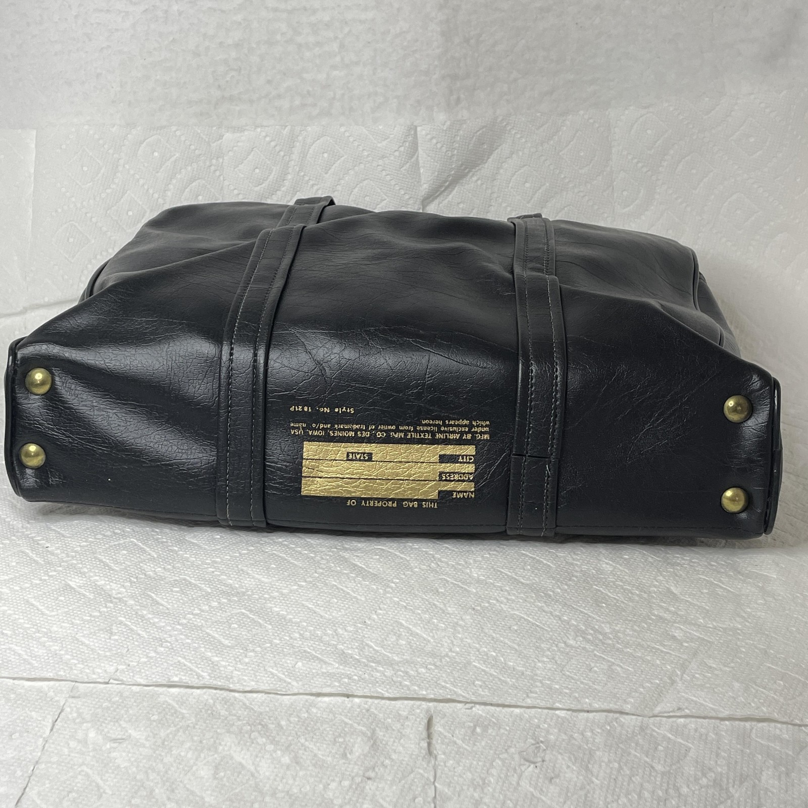 Vintage Ozark Air Lines Leather Look Carry On Tote Bag 17″ Air-Tex USA Travel