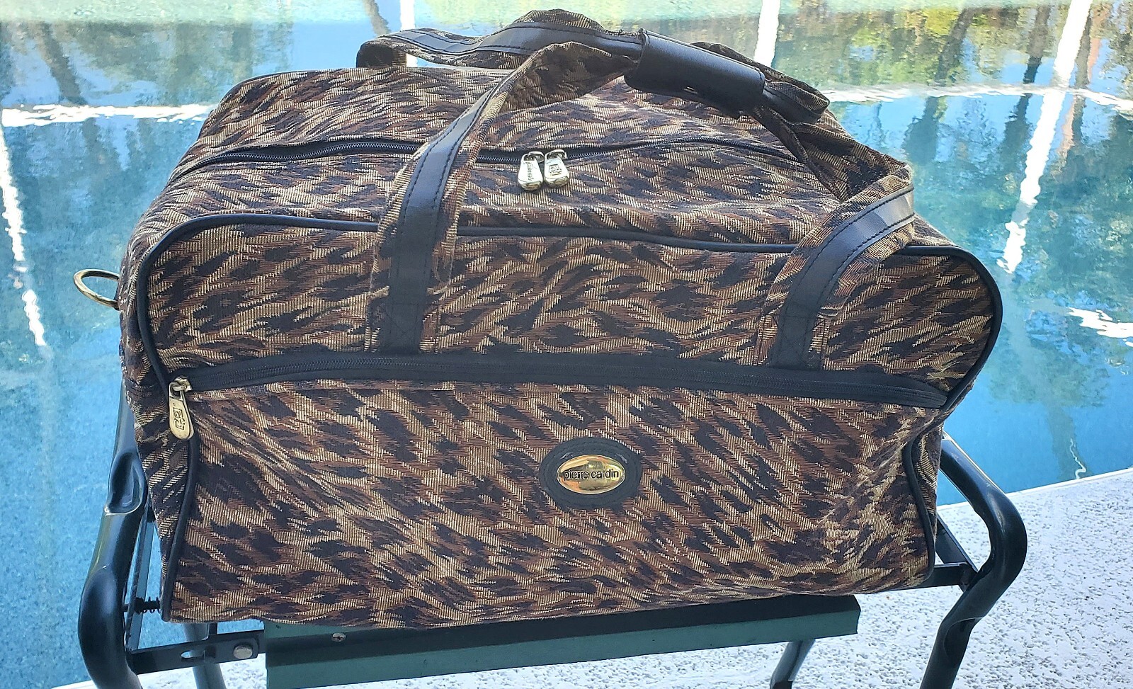 DUFFLE PIERRE CARDIN LEOPARD Animal Vintage Overnight Weekend Travel Bag MINT!