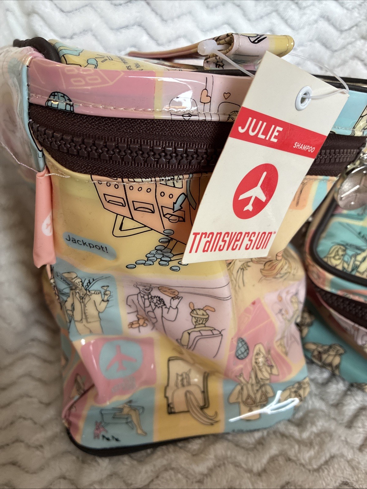 Vintage~Transversion~Zip Travel Cosmetic Bag w/ Mirror Set Of 2~NWT