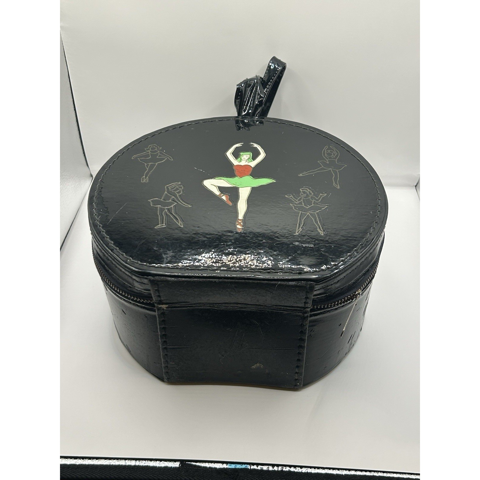 Vintage 1950s Munro Ballet Dance Case Zip-O-Niter Black Ballerina AS-IS