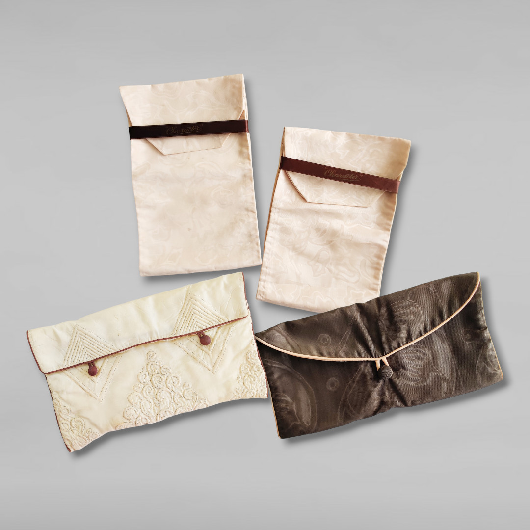 Vintage Lot of 4 Fabric Storage Bags Accessory Storage Keepsake Bag