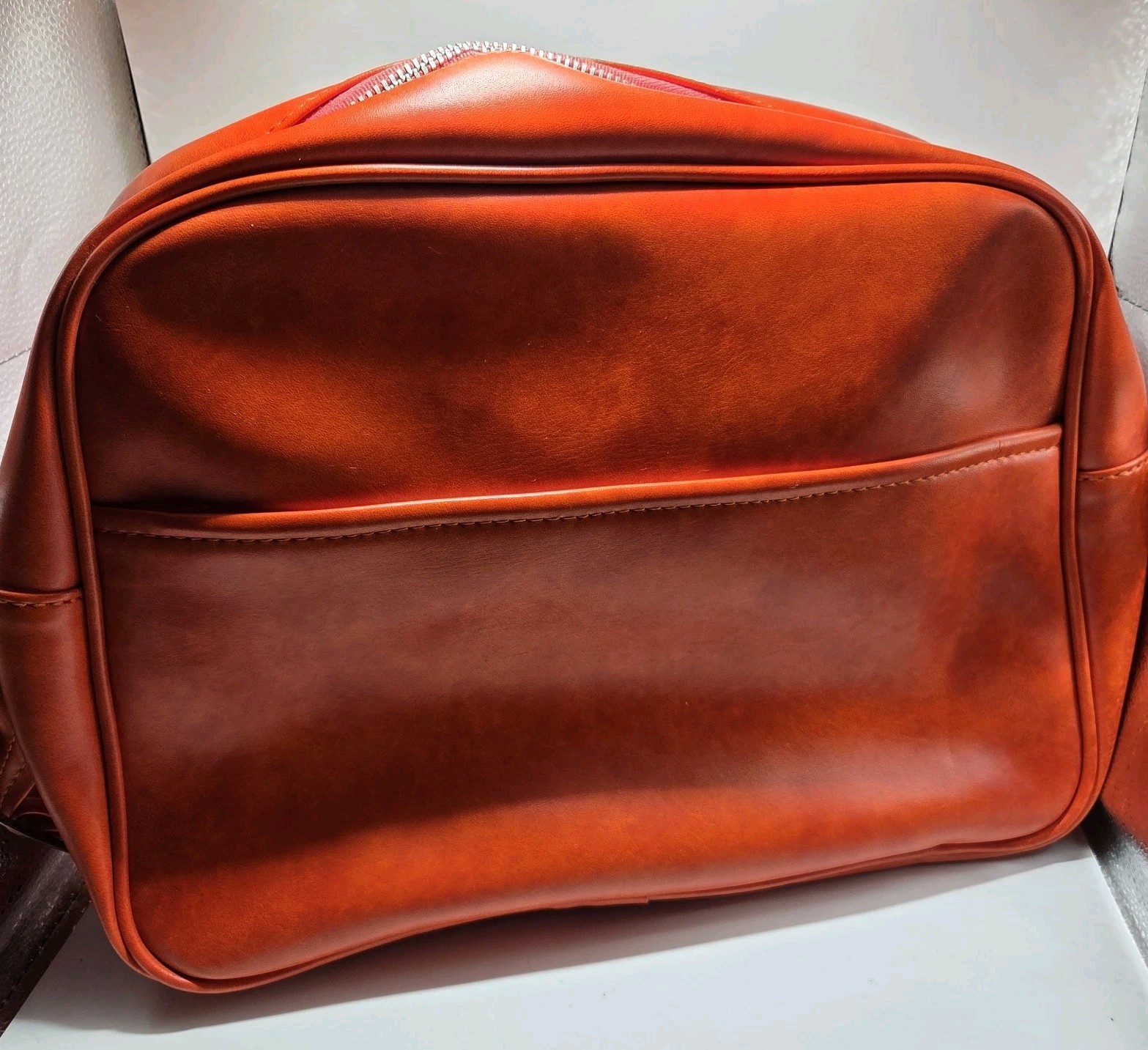 Vintage Skyway Neon Orange Cosmetic Shoulder Bag Travel W/Lock, Key, Luggage Tag