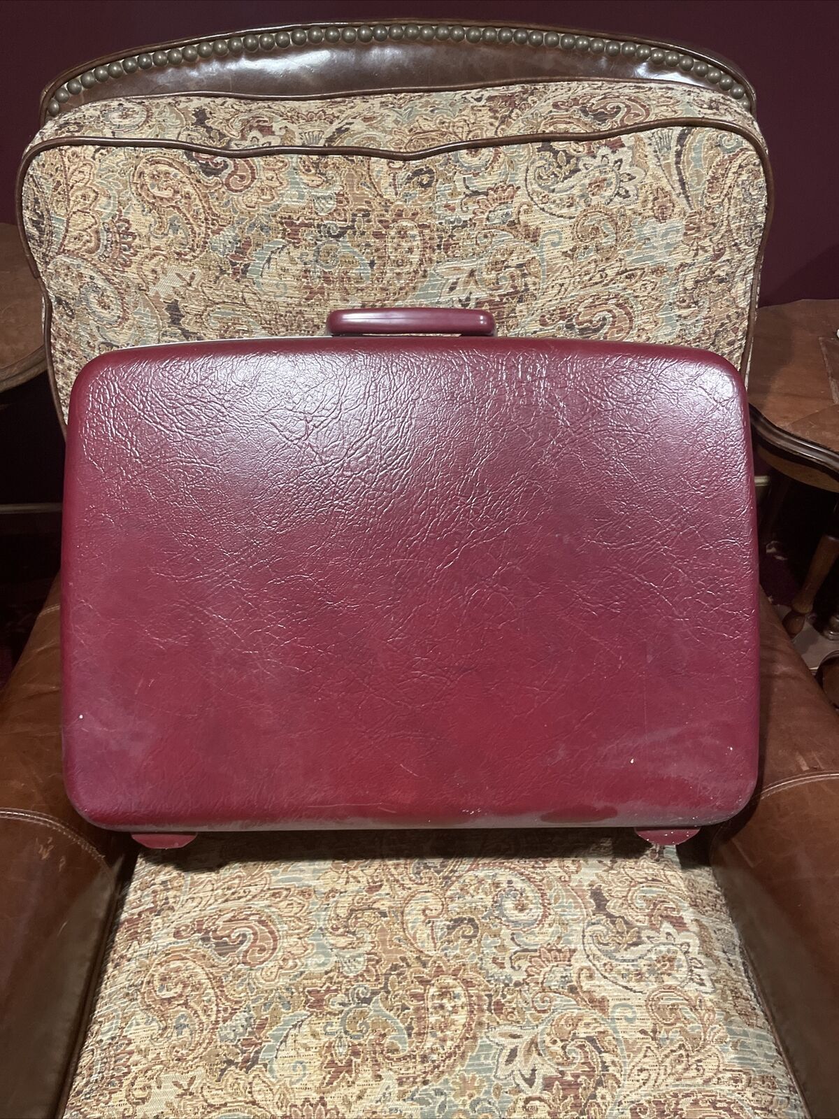 Vintage Samsonite Profile piece luggage Burgandy 22”