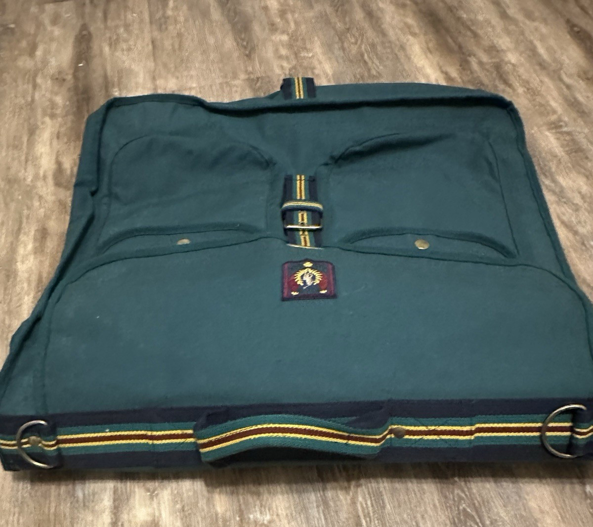 VTG Polo Ralph Lauren Green Hanging Garnet Bag Brown Stripe Logo 90s Canvas