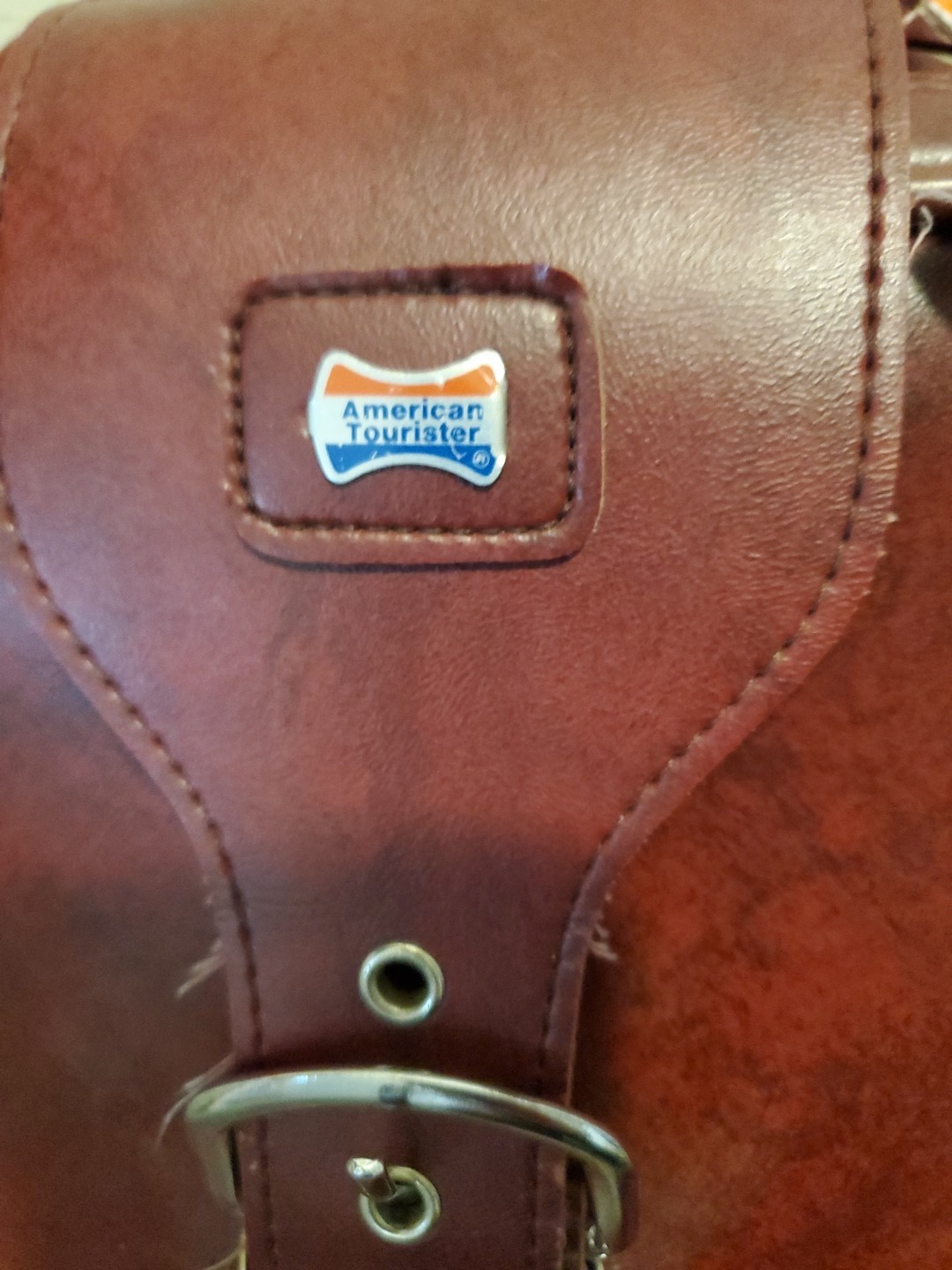 Vintage American Tourister Soft Sided Faux Leather Suitcase 24 x 17 Burgundy