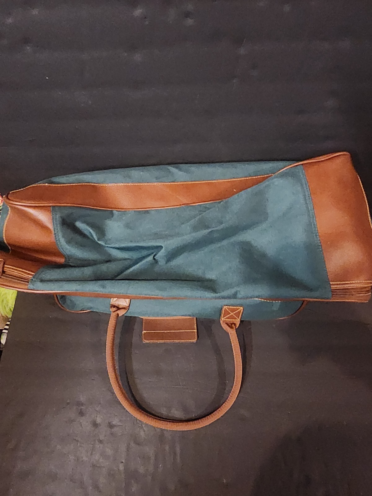 Vtg Polo Ralph Lauren 2pc Travel Bag Set Green Canvas Duffel Messenger Luggage