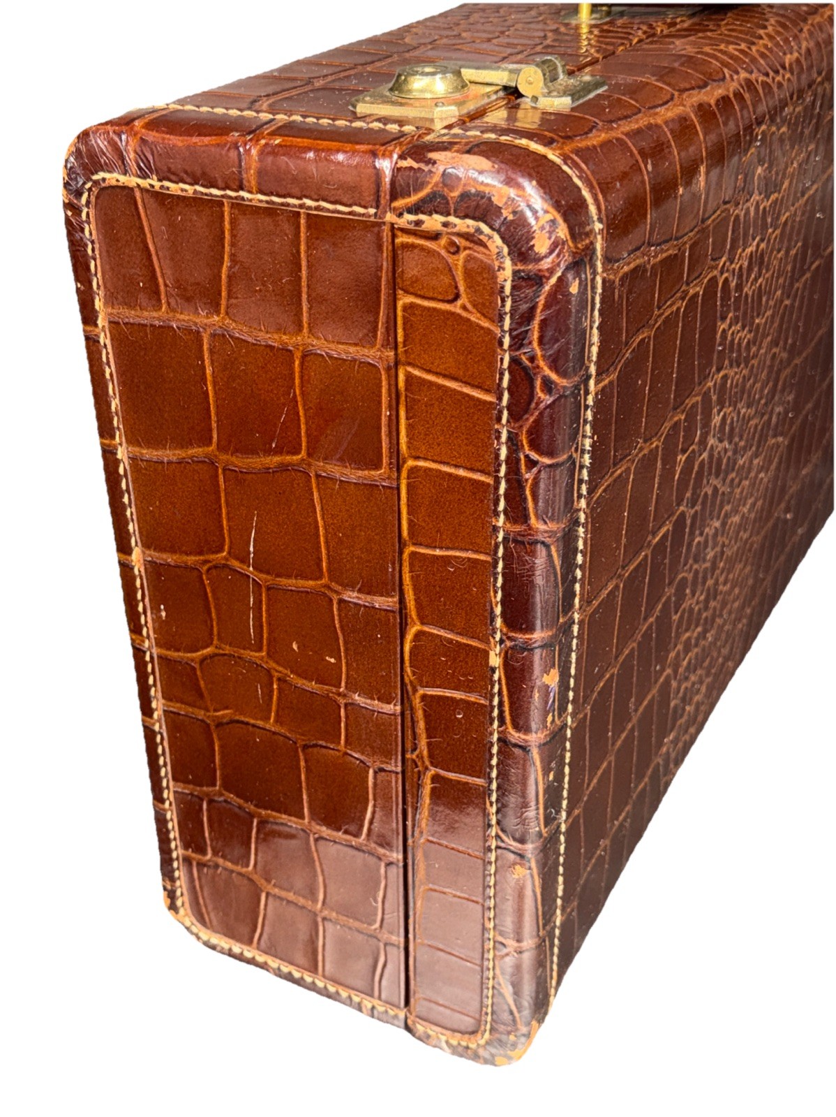 Vintage 1950’s Faux Crocodile Suitcase Travel Case Saks Fifth Ave