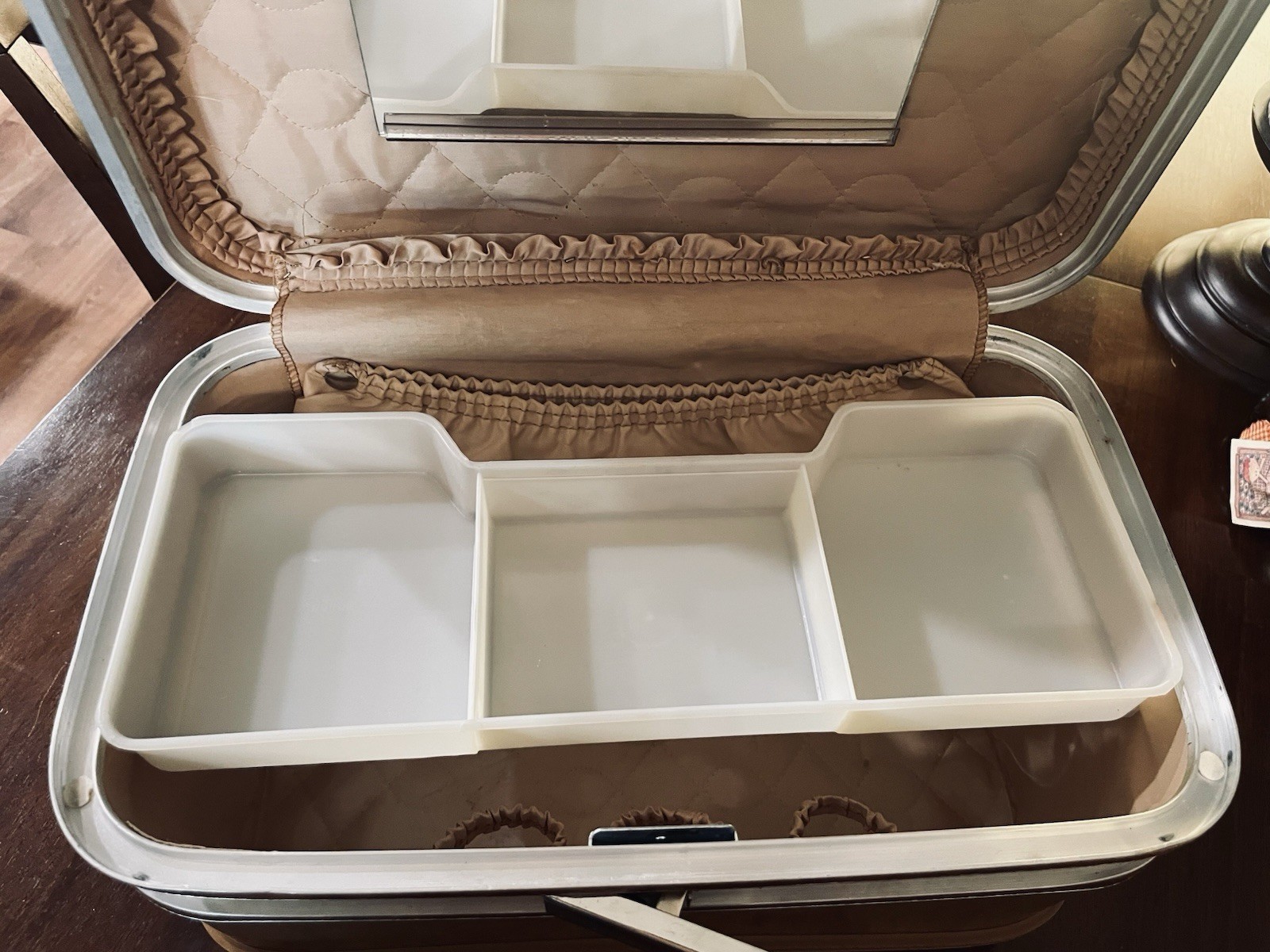 Vintage Airway Travel Case & Women’s Cosmetic Handbag Brown Leatherette 1960’s