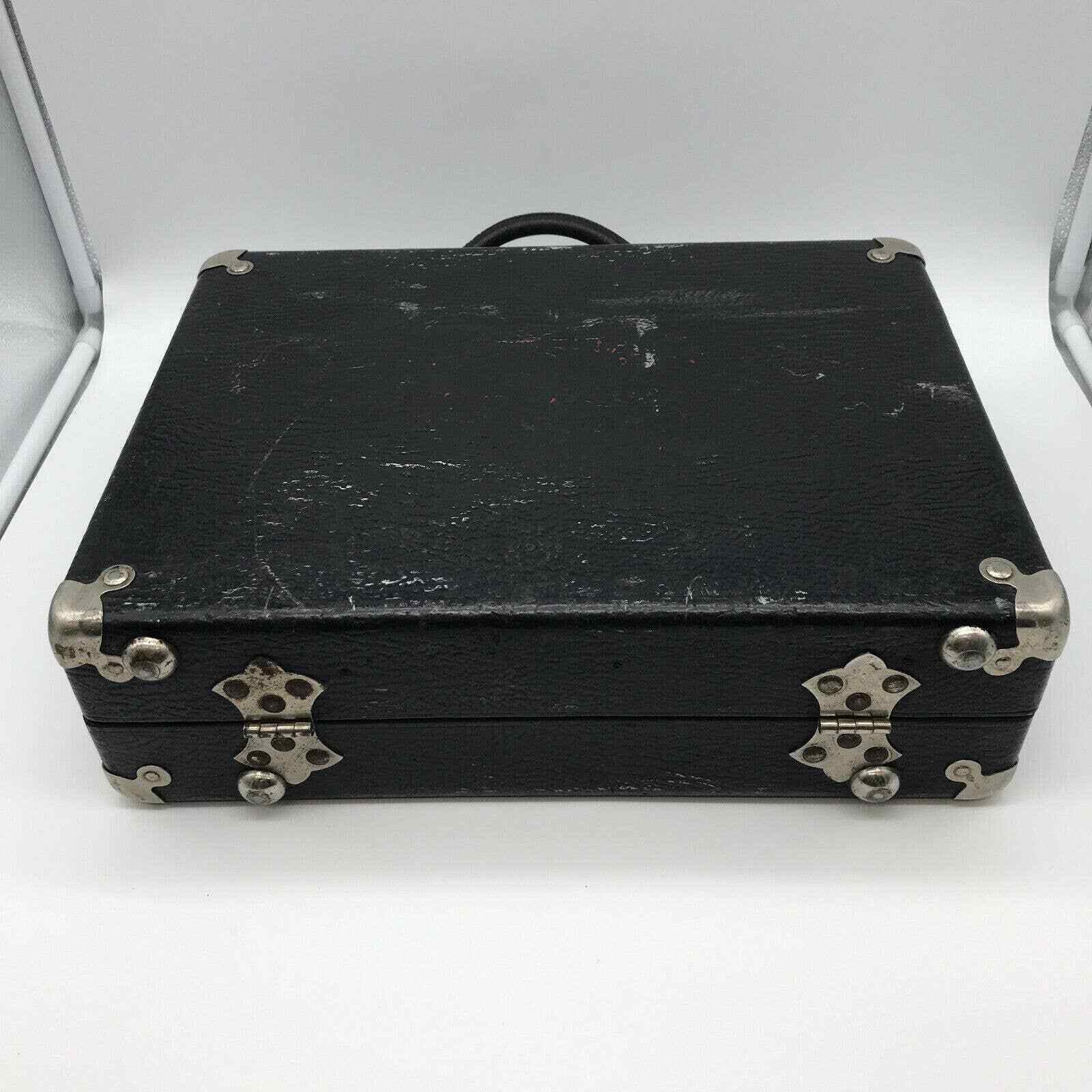 Vintage Black Briefcase Carrying Case #12 Leather Handles