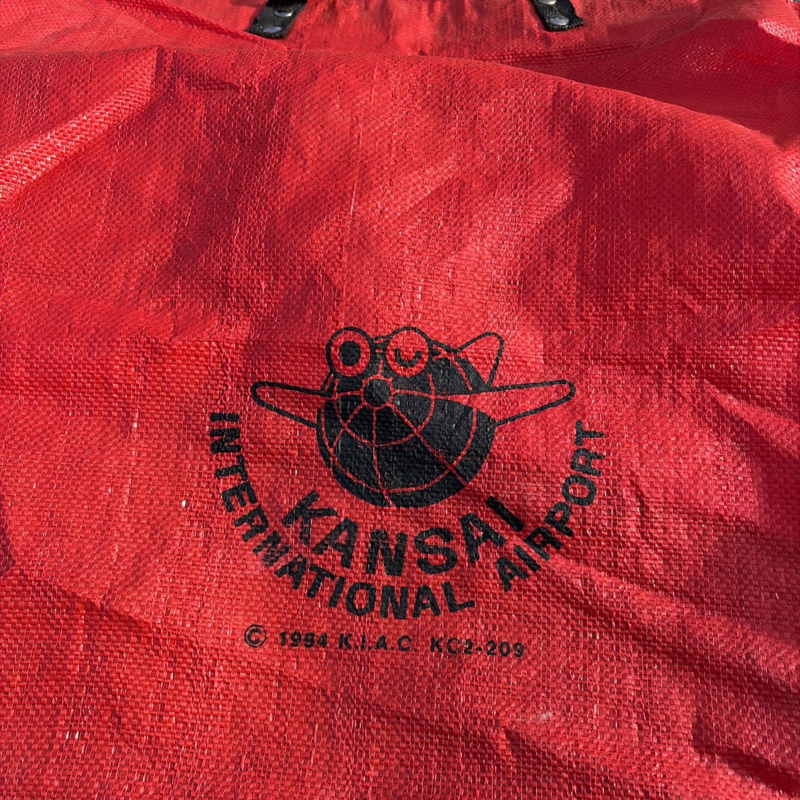 Vintage Wheeled Tote Bag Zippered Kansai International Airport JAPAN KIX Red Bag