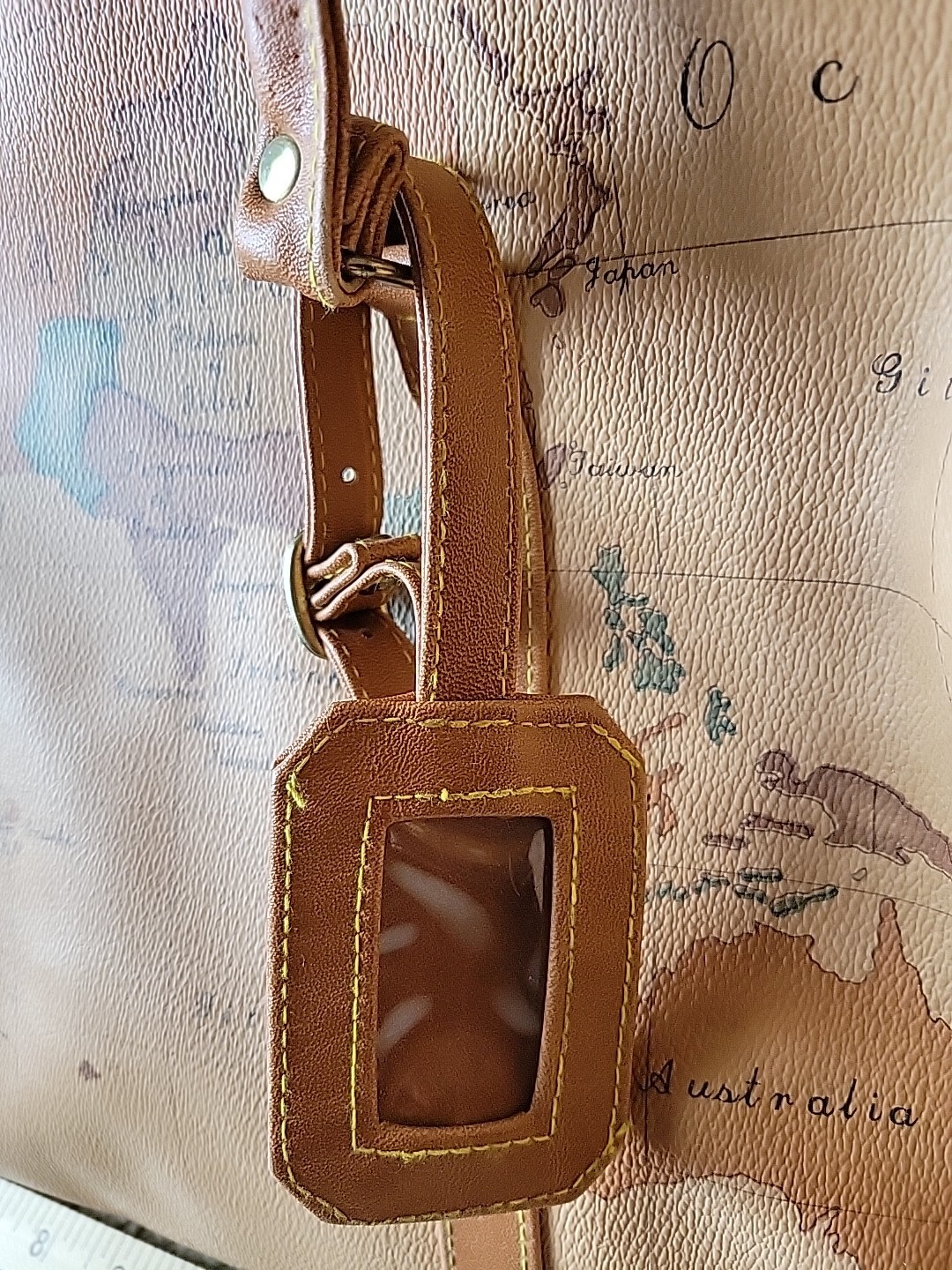 Vtg Gitano World Map Duffel/Travel/Carry-On Bag W Gitano Luggage Tag