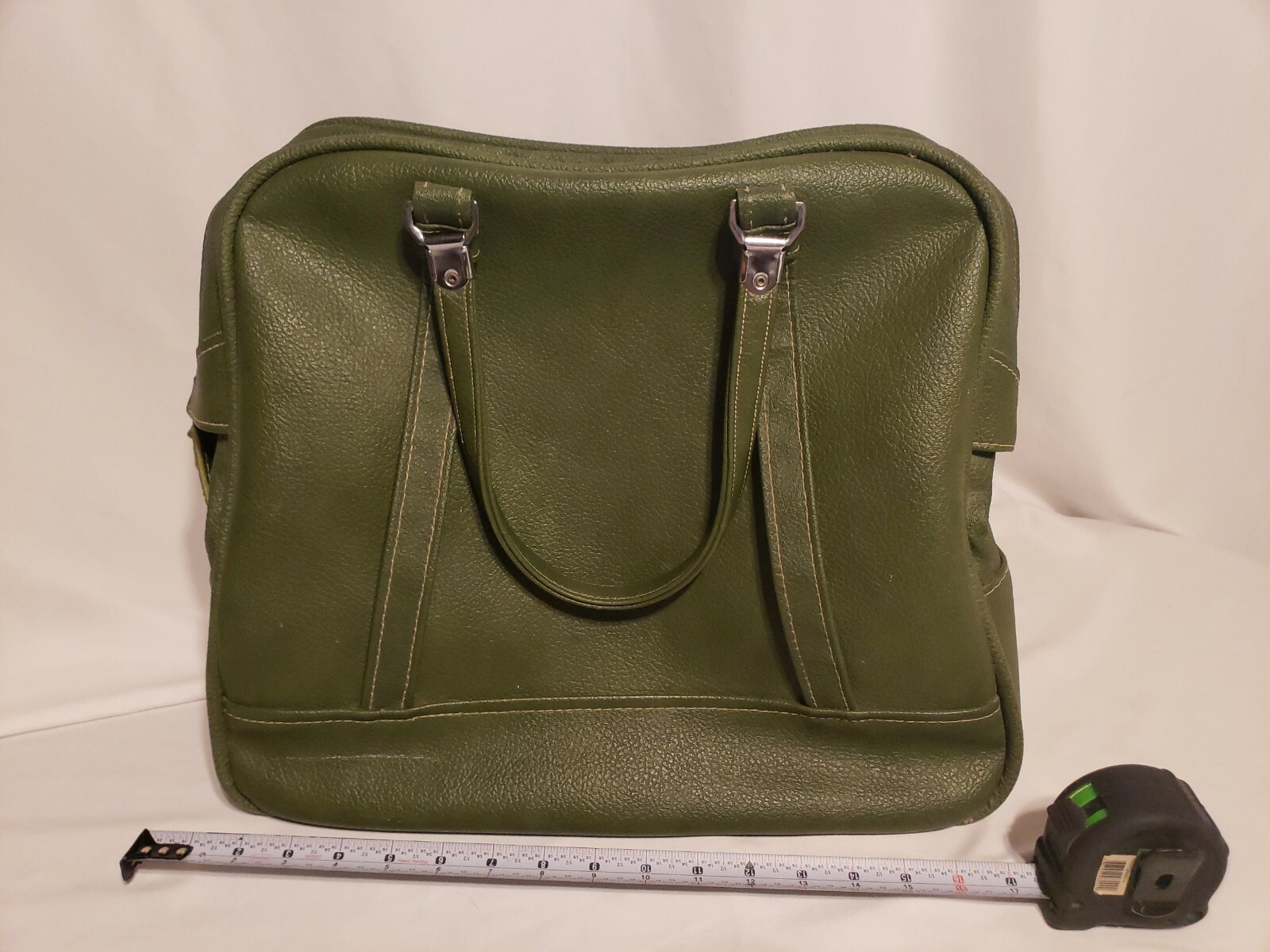 Vtg Green Amer Tourister Tiara Soft Sided Carry On Tote Overnight Bag Luggage