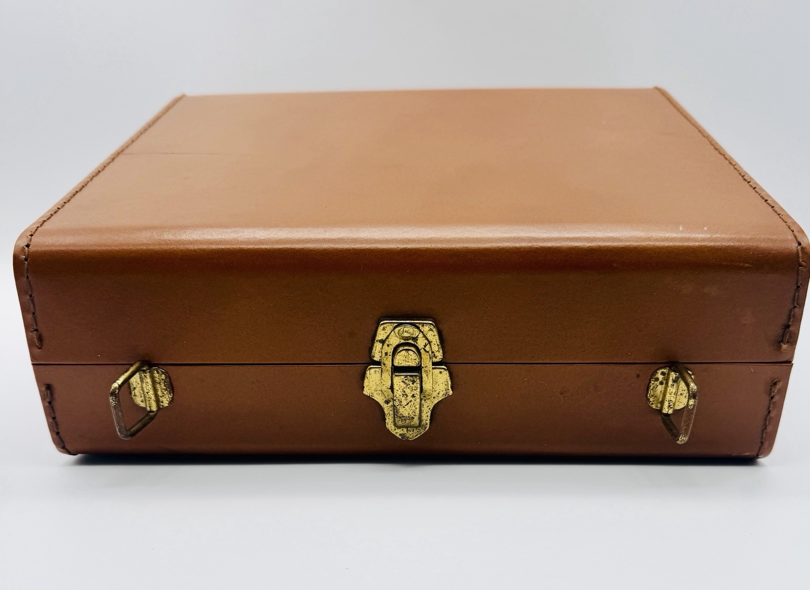 Mid Century Tapered Attache Case Red Interior Presentation Box Prop AS IS