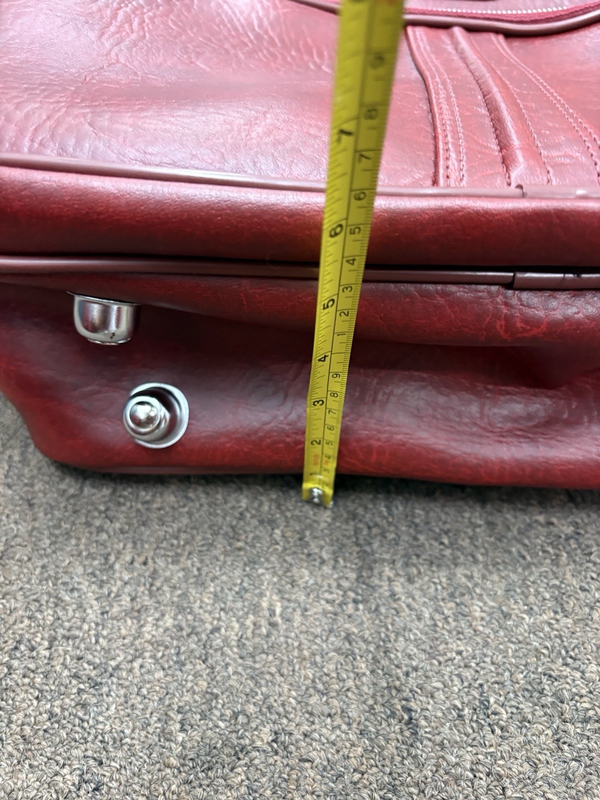 Vintage New Vista 5 Piece Luggage Set Burgundy Faux Leather Suitcase Travel Bags