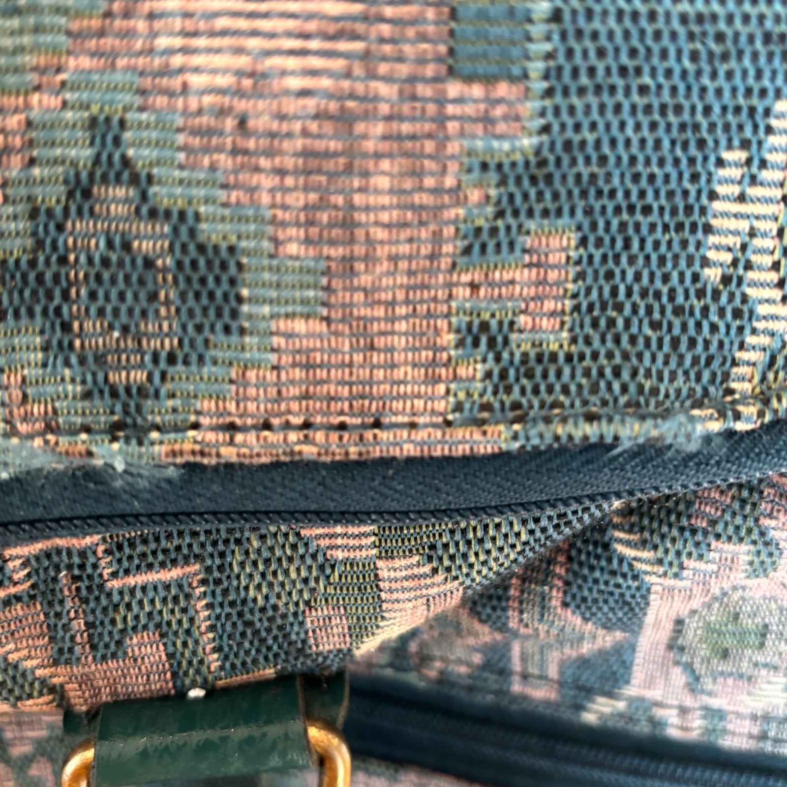 Vintage American Tourister Floral Teal Purple Tapestry Duffel Carry On Luggage