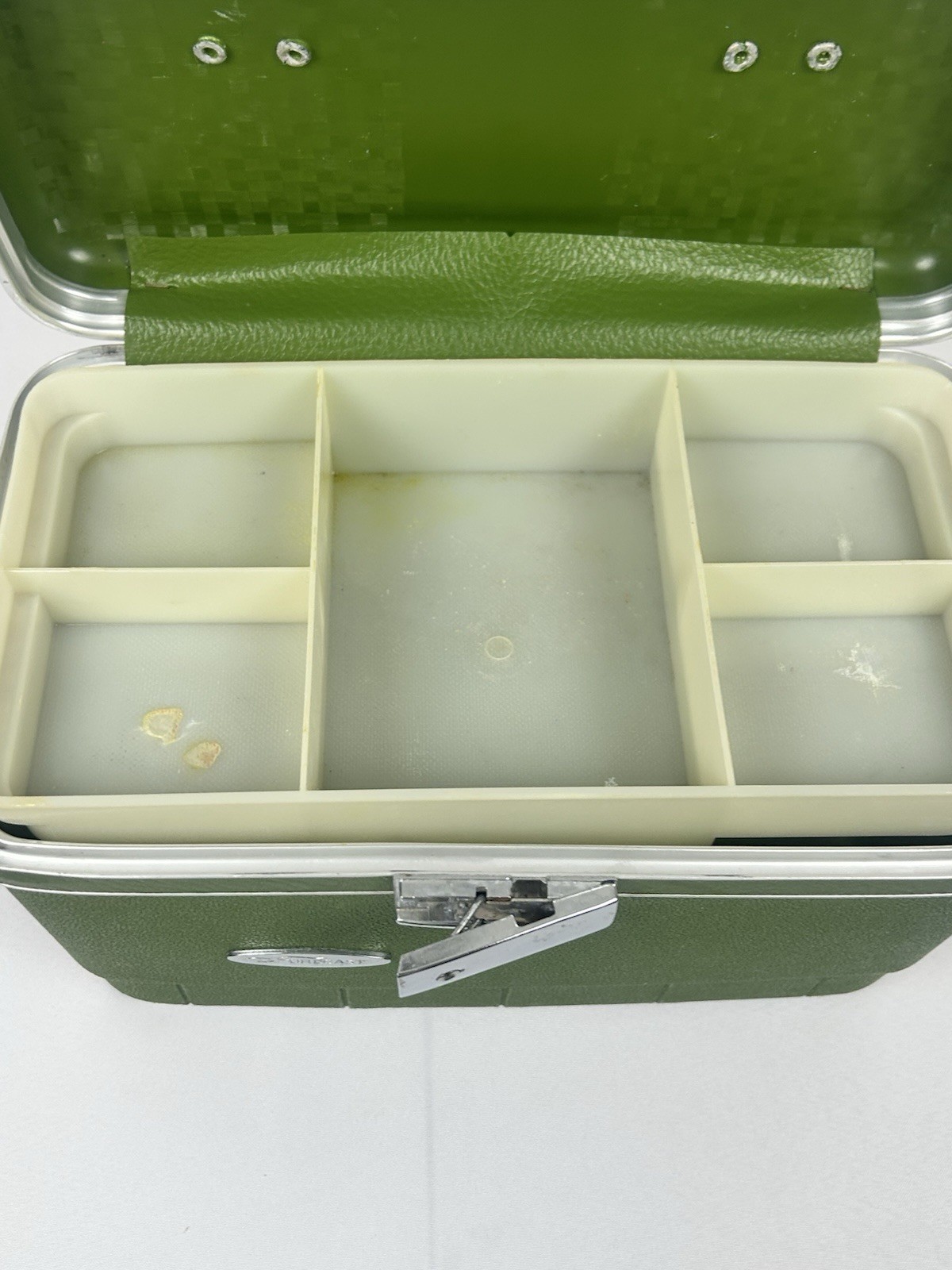 Vintage Sears Forecast Make Up Train Vanity Case Green Hard Case Tray