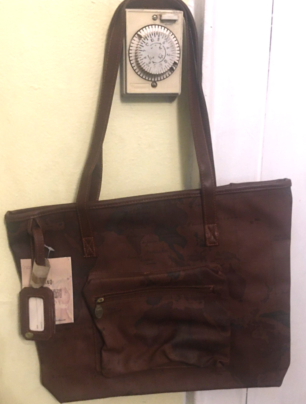 GITANO Vtg 90s New World Views Map Tote Bag Travel Carryon, 15 x 13 x 3, NWT