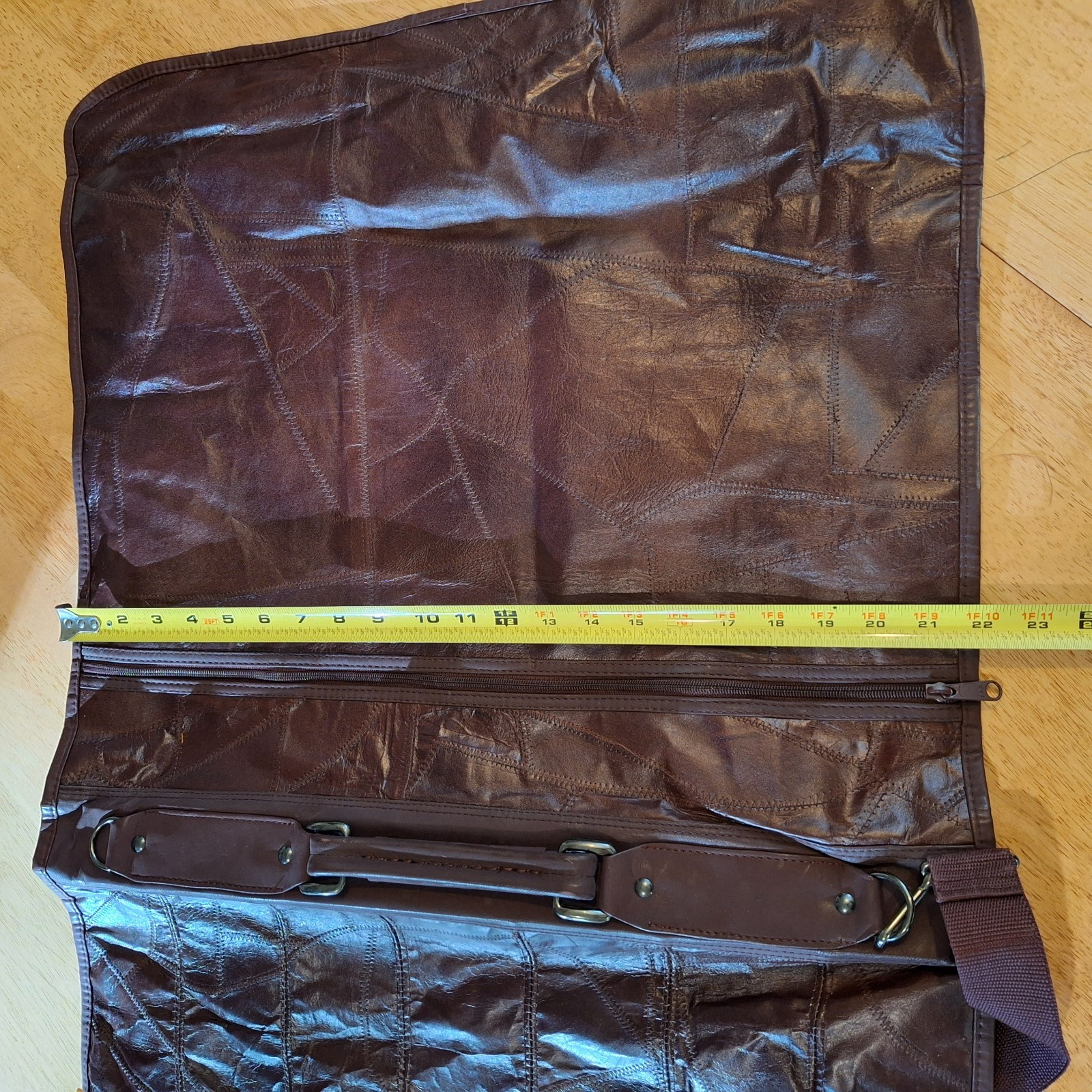 Vintage GSC Brown Patchwork Leather 3 Piece Luggage Set