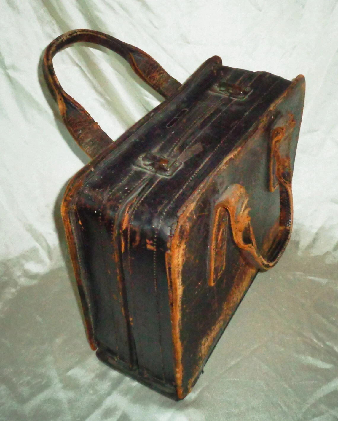 Leather Buchan Loose Leaf Records Co Bag w Carry Handles, Vintage MCM 14x12x5in