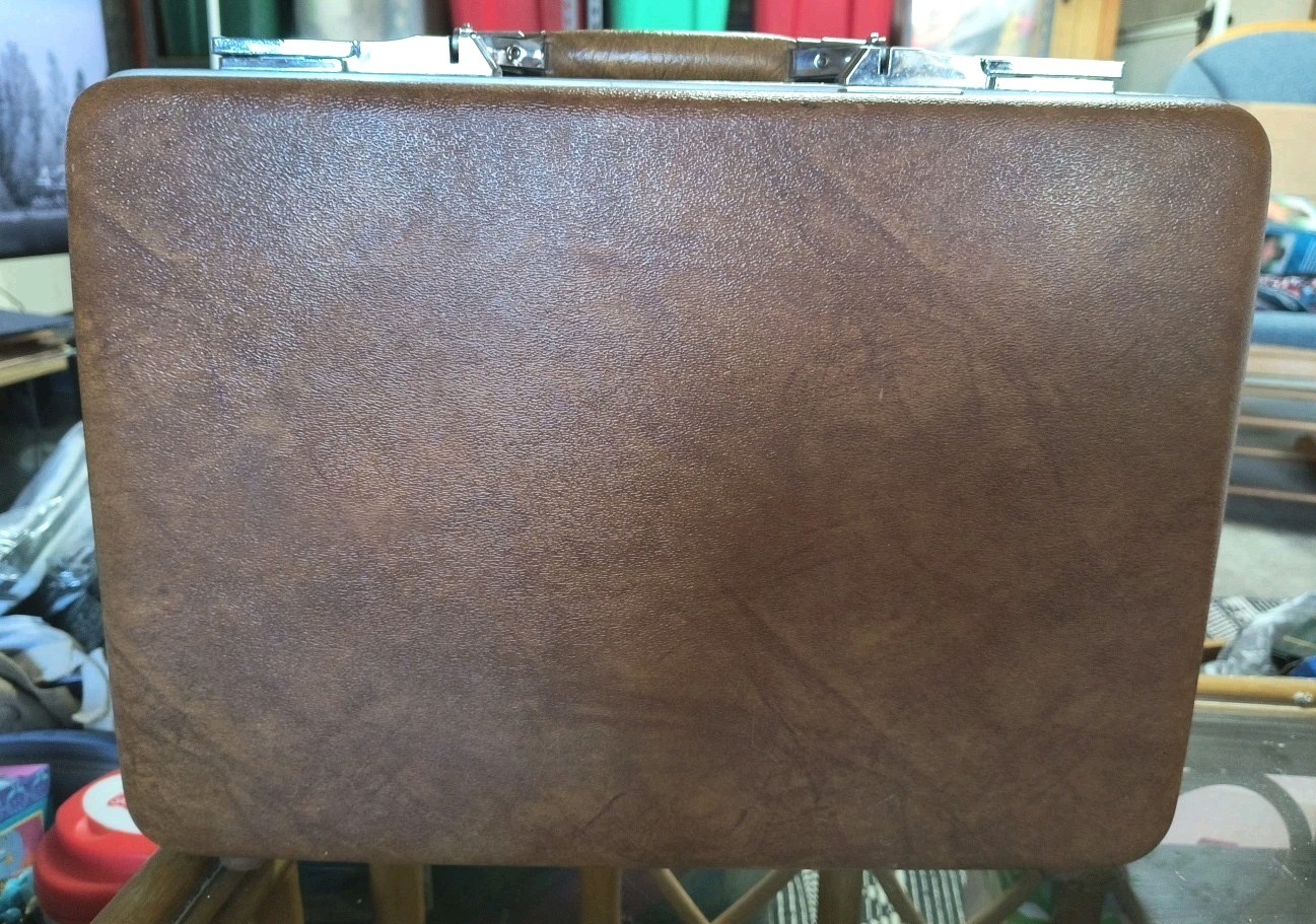 American Tourister Polara Retro 70’s Marble Brown Attache Briefcase Hard-Shell
