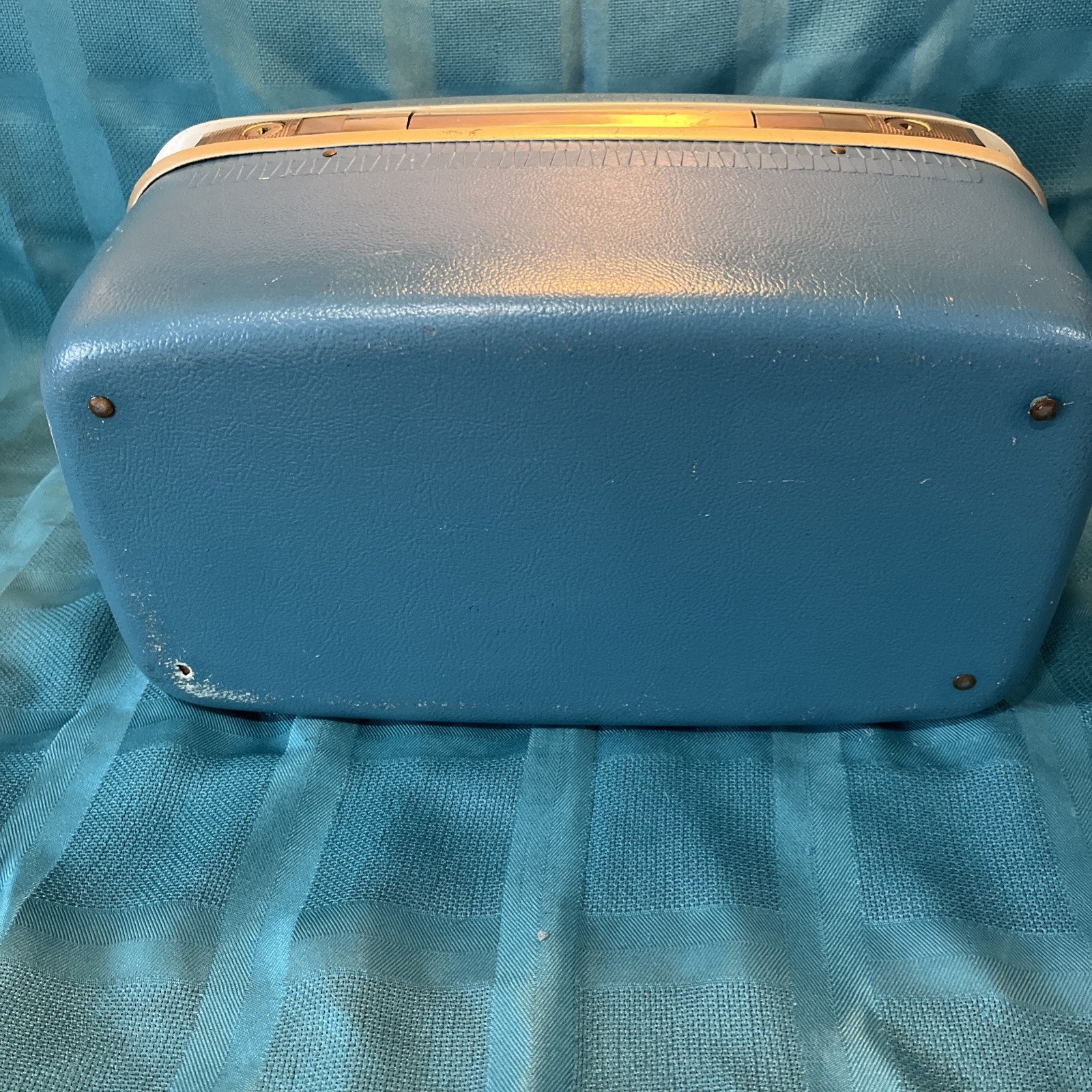 Vintage Blue Samsonite Royal Traveler Vanity Suitcase Travel Case Make- Up Box