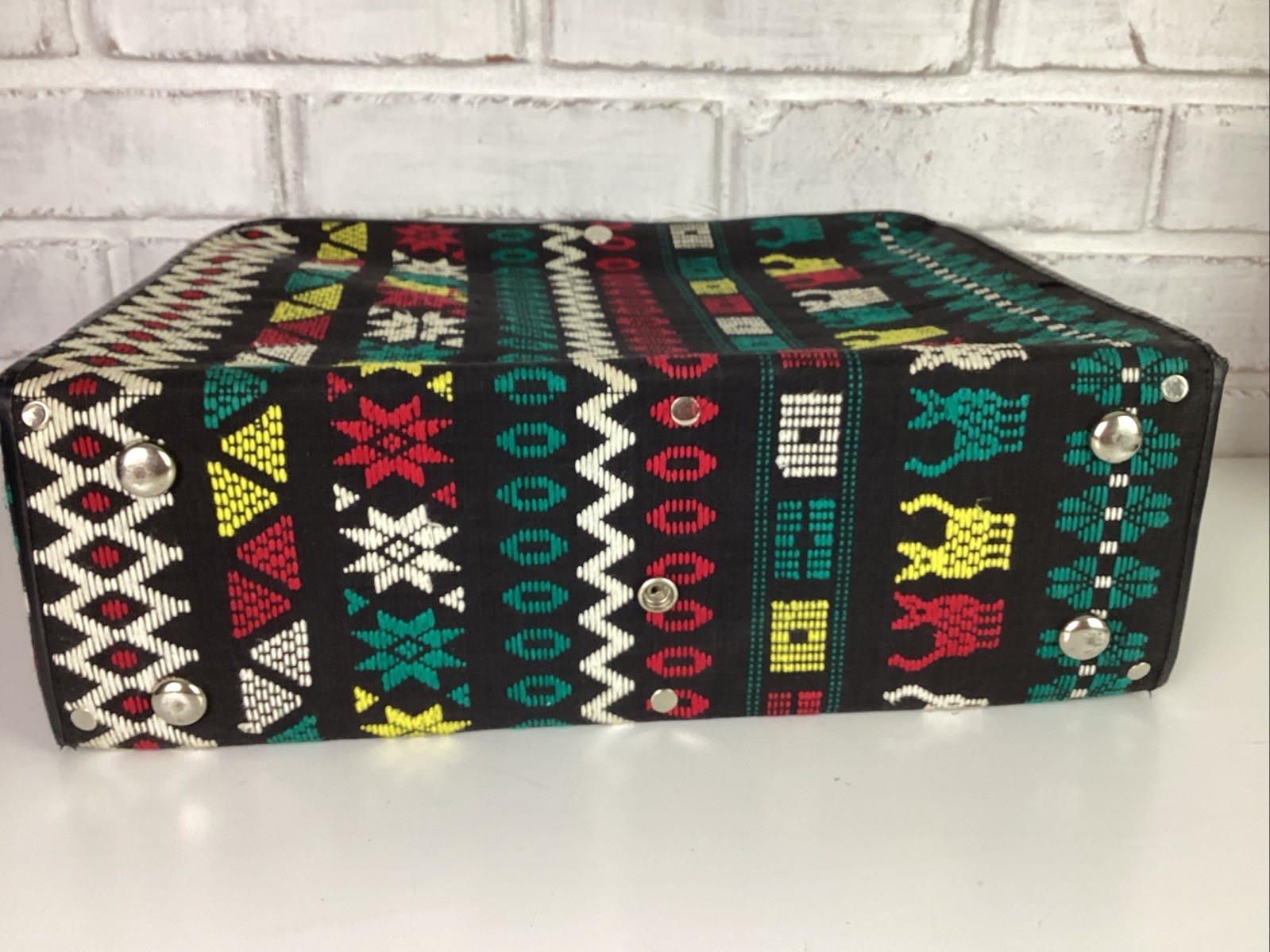Vintage Child Size Suitcase Willy Woven Fabric Overnight Case El Salvador
