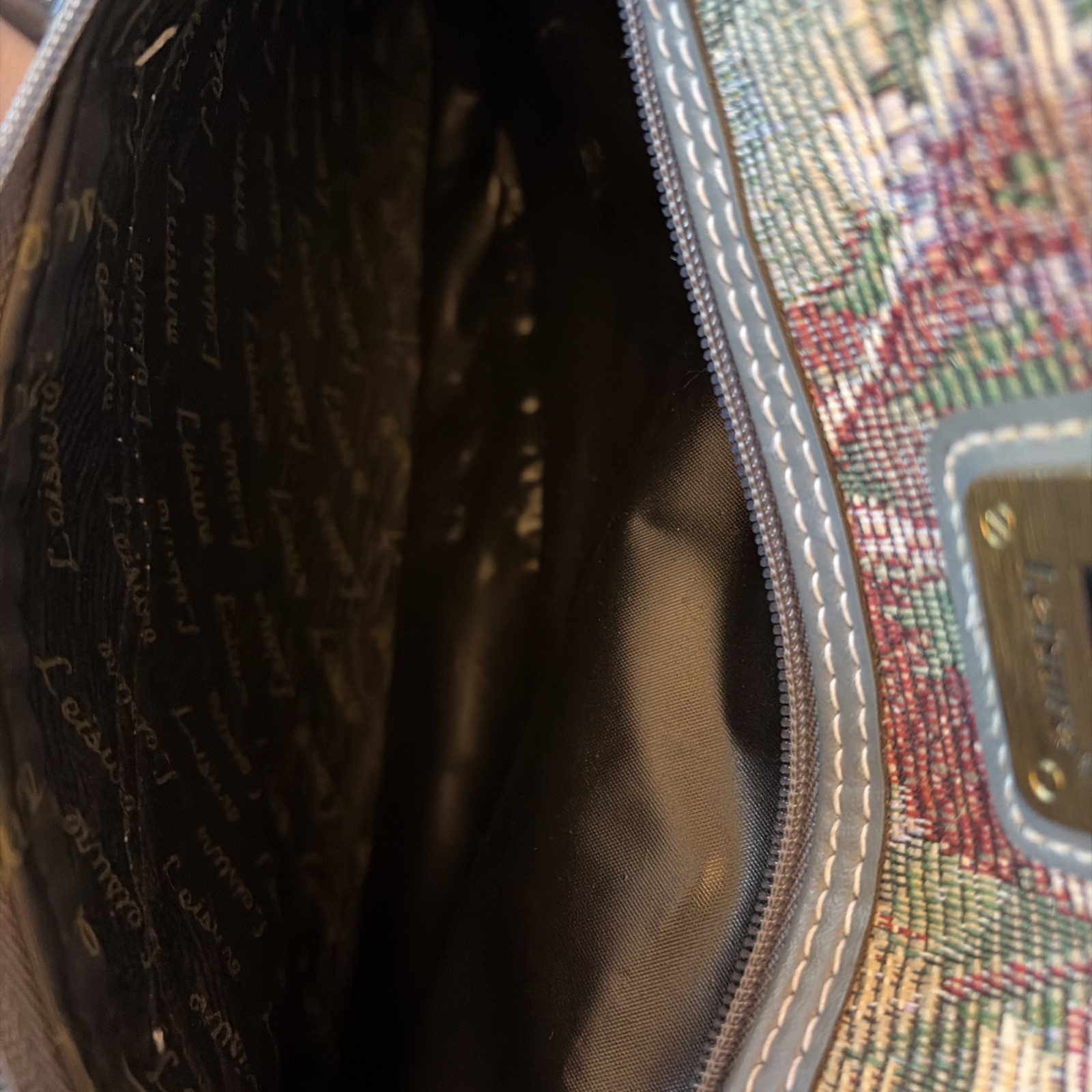Vintage Leisure Luggage Floral With Gray Tapestry Travel Bag
