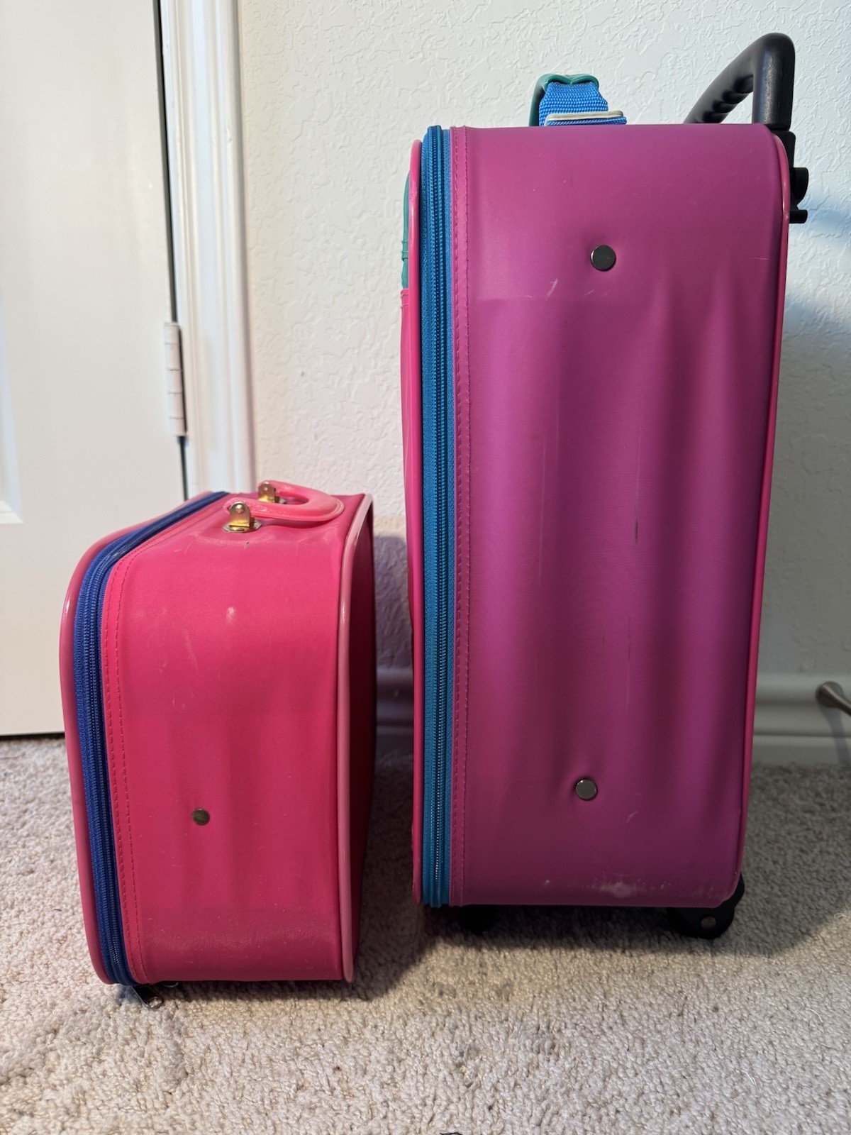 Mercury Luggage Vintage Going To Grandmas Rolling Suitcase Carry On Set RARE